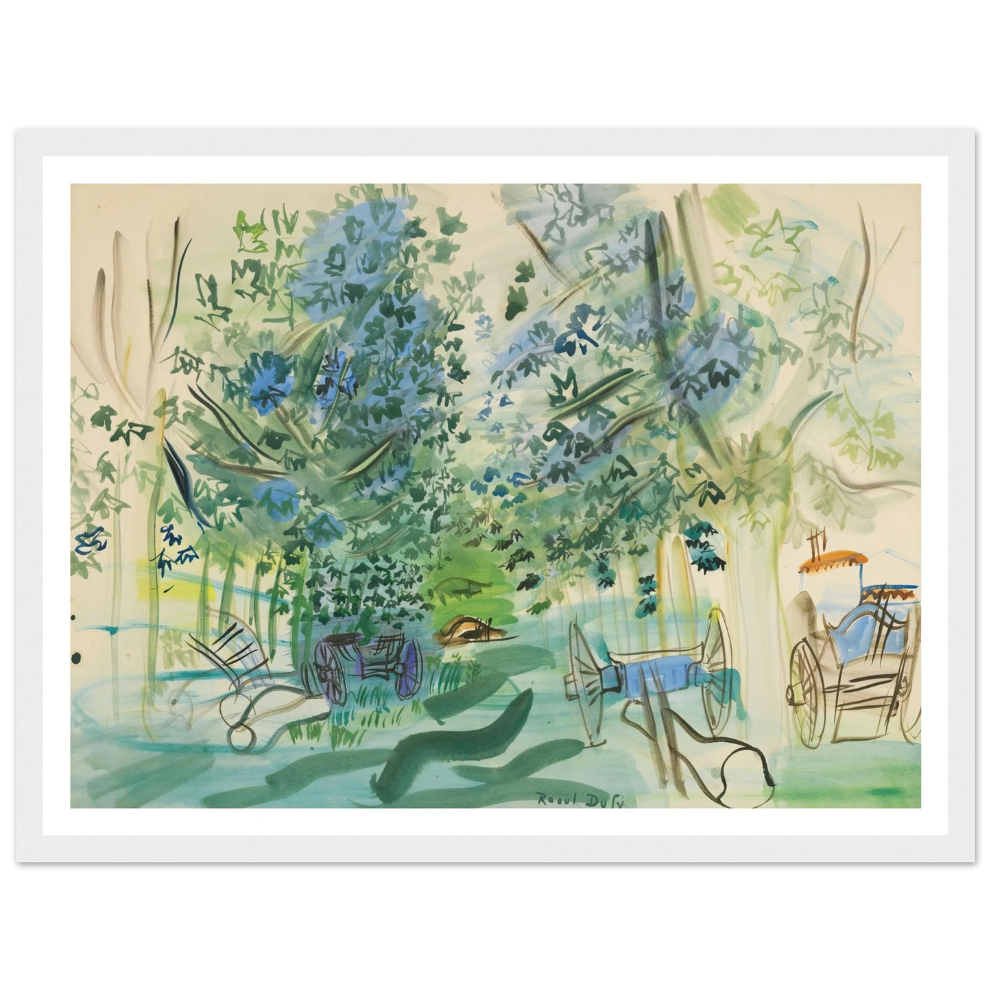 Les charrettes à Montsaunès Art Print | Raoul Dufy - Framed Poster - 30x40 cm / 12x16″ - Black frame