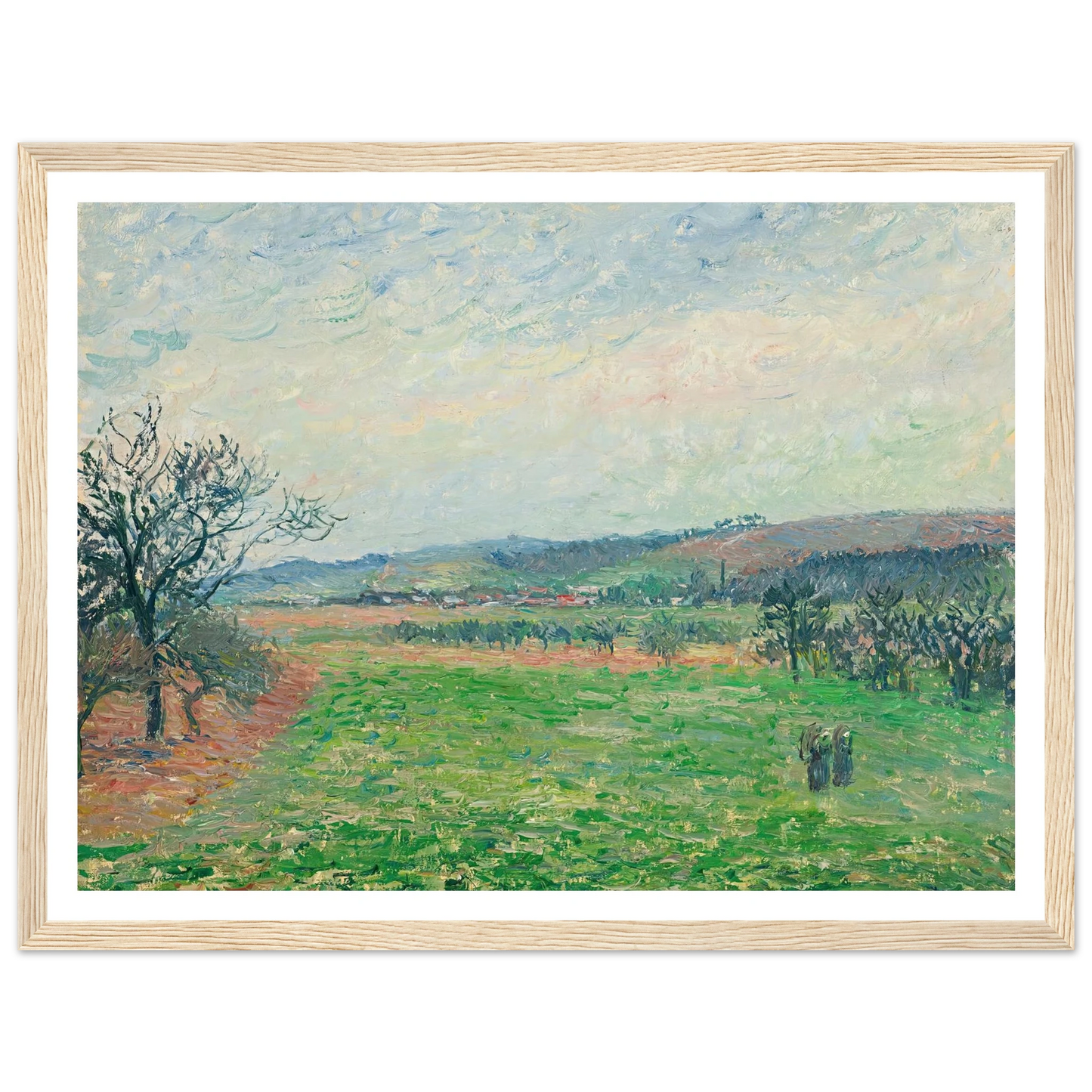 Les Coteaux De Gisors, Temps Gris (1885) Art Print | Camille Pissarro - Framed Poster - 30x40 cm / 12x16″ - Black frame