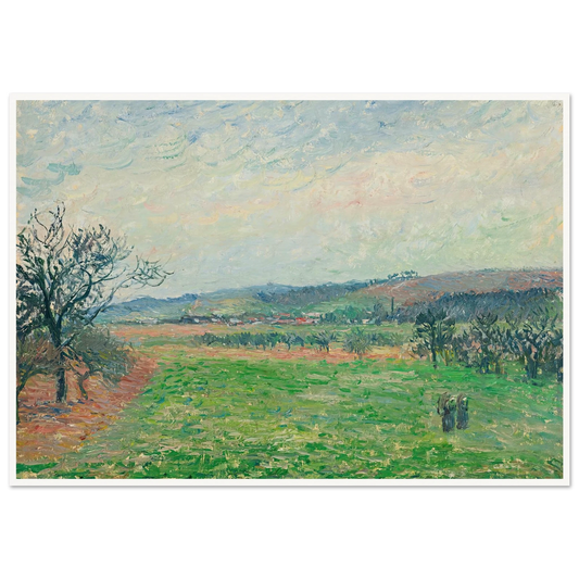 Les Coteaux De Gisors, Temps Gris (1885) Art Print | Camille Pissarro - Framed Poster - 30x40 cm / 12x16″ - Black frame