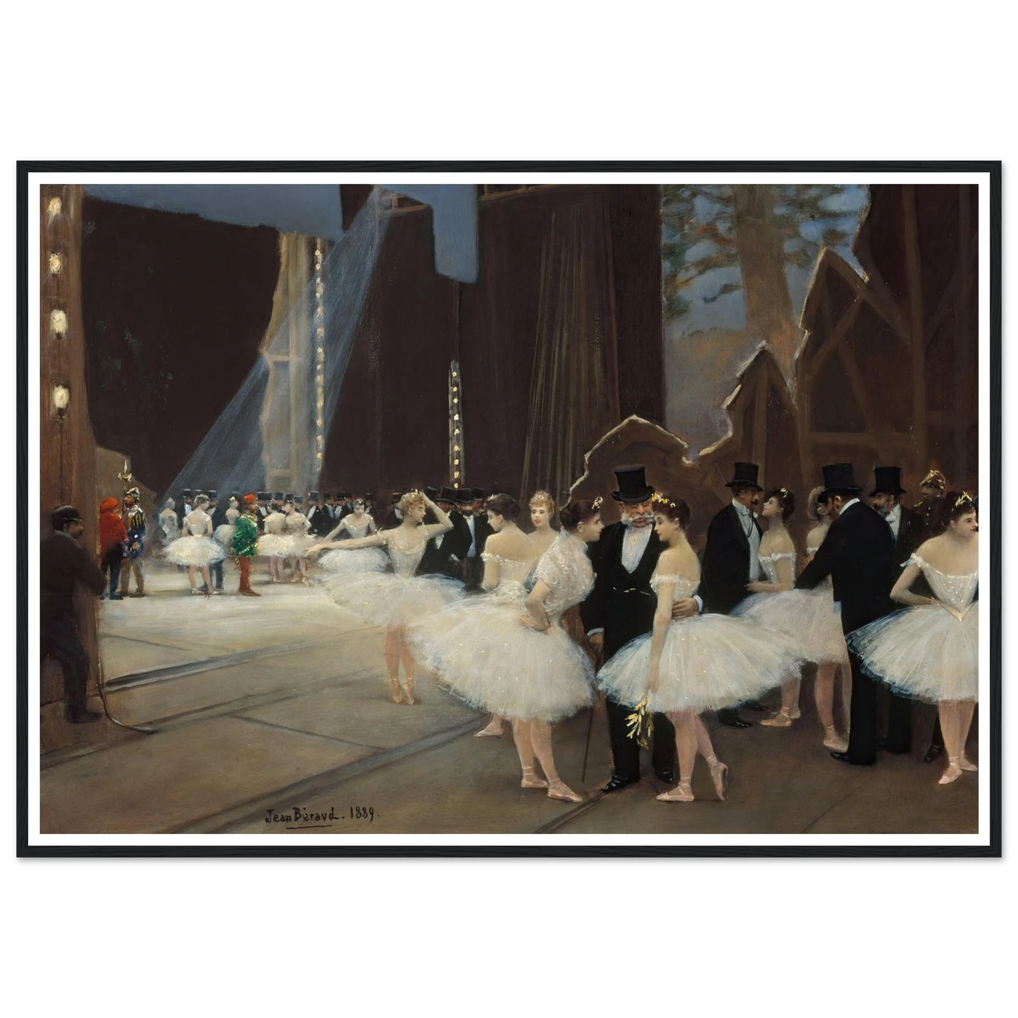 Les coulisses de l’Opéra de Paris (1889) Art Print | Jean Beraud - Framed Poster - 30x40 cm / 12x16″ - Black frame