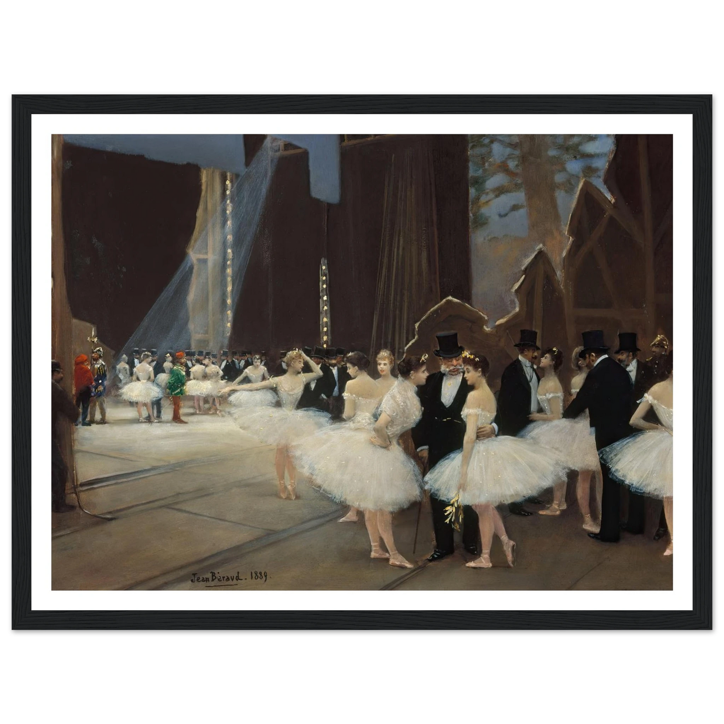 Les coulisses de l’Opéra de Paris (1889) Art Print | Jean Beraud - Framed Poster - 30x40 cm / 12x16″ - Black frame