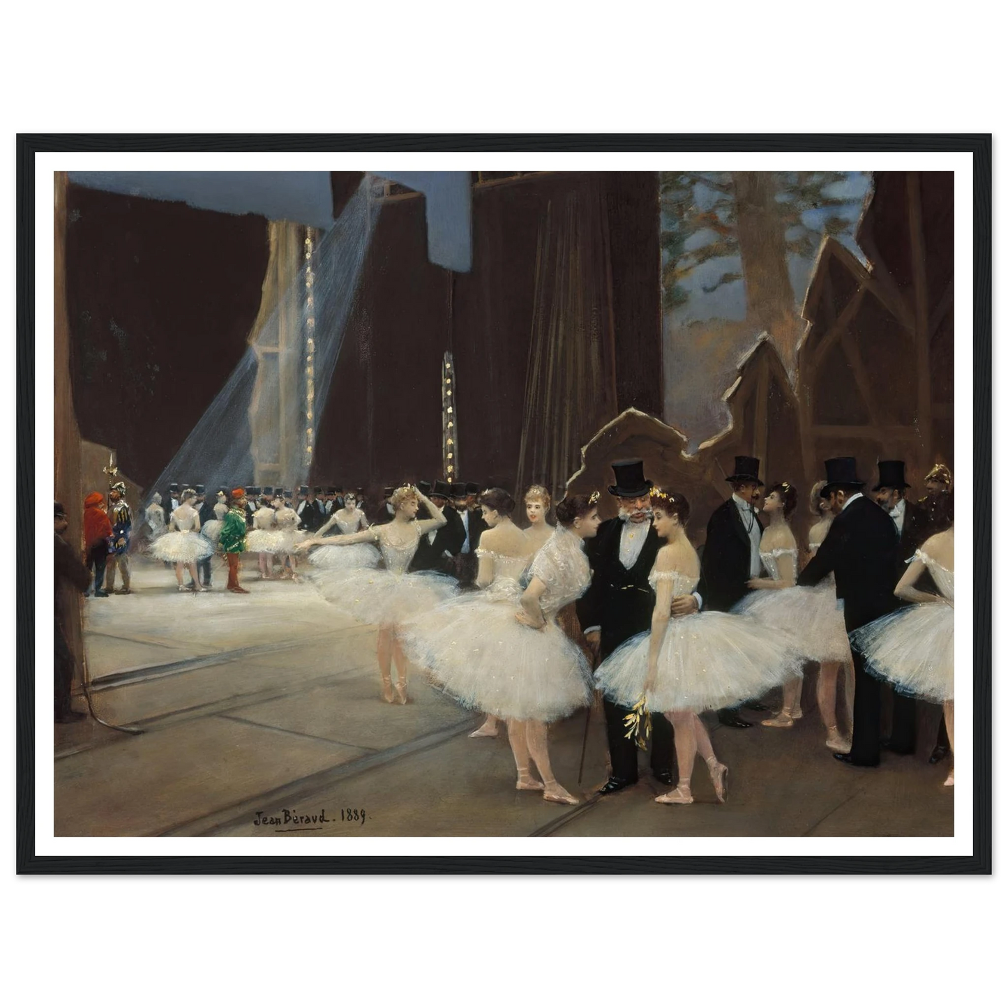 Les coulisses de l’Opéra de Paris (1889) Art Print | Jean Beraud - Framed Poster - 30x40 cm / 12x16″ - Black frame