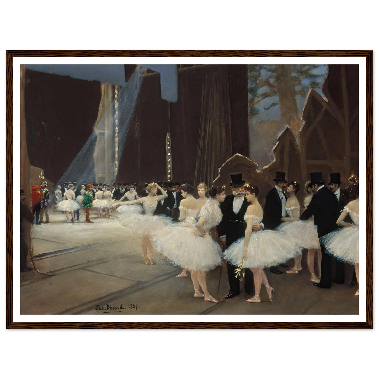 Les coulisses de l’Opéra de Paris (1889) Art Print | Jean Beraud - Framed Poster - 30x40 cm / 12x16″ - Black frame