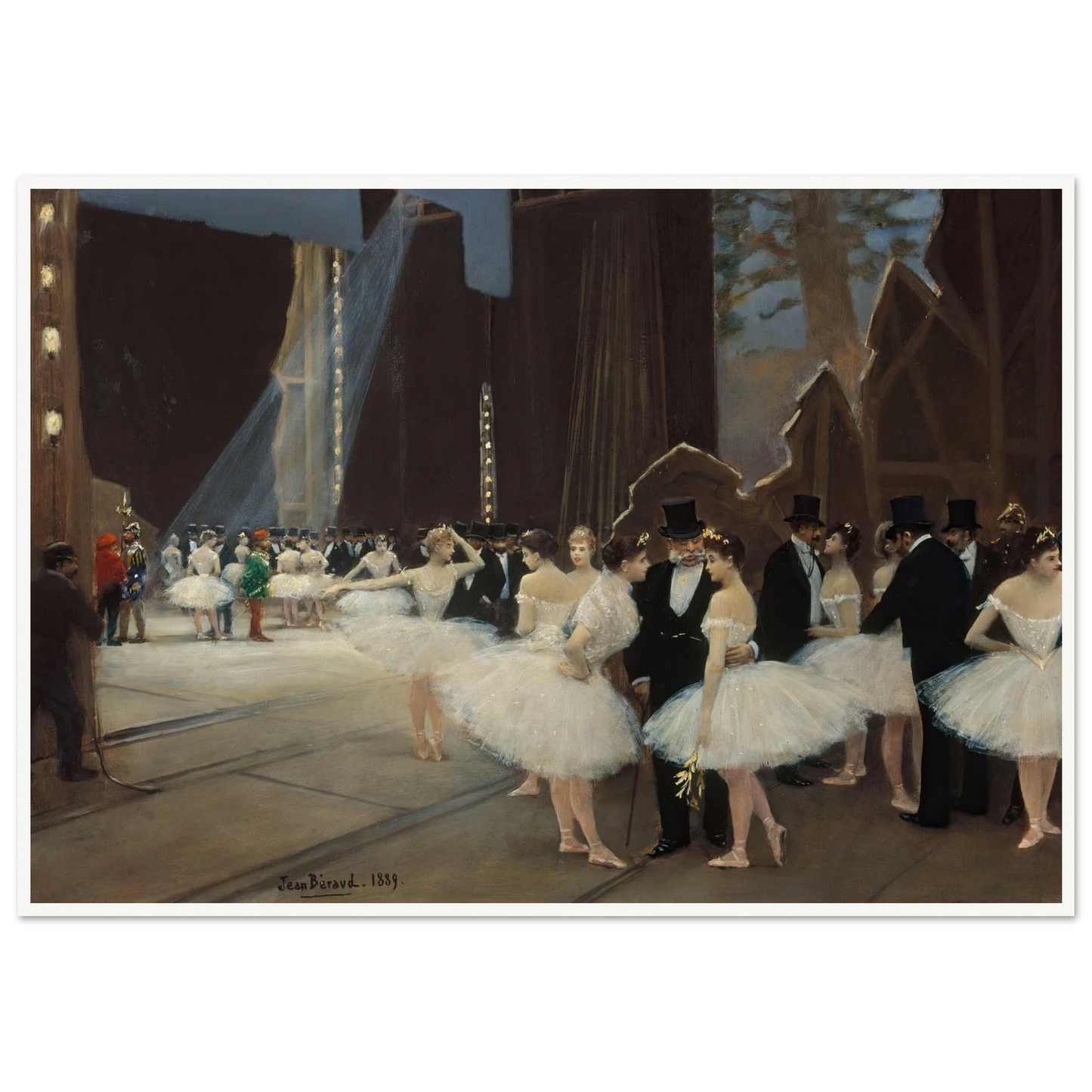 Les coulisses de l’Opéra de Paris (1889) Art Print | Jean Beraud - Framed Poster - 30x40 cm / 12x16″ - Black frame