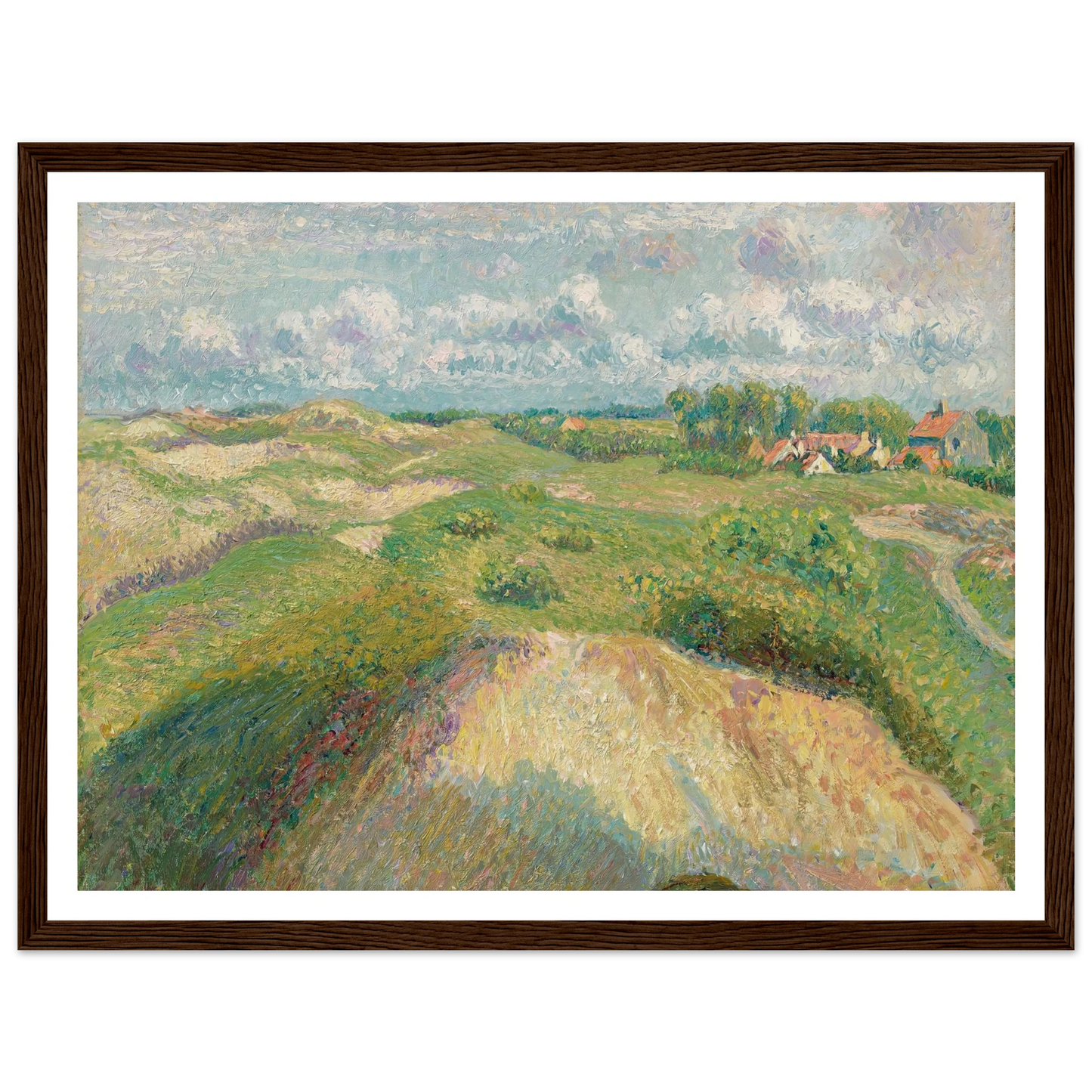 Les dunes à Knokke, effet de soleil (1894-1902) Art Print | Camille Pissarro - Framed Poster - 30x40 cm / 12x16″ - Black frame