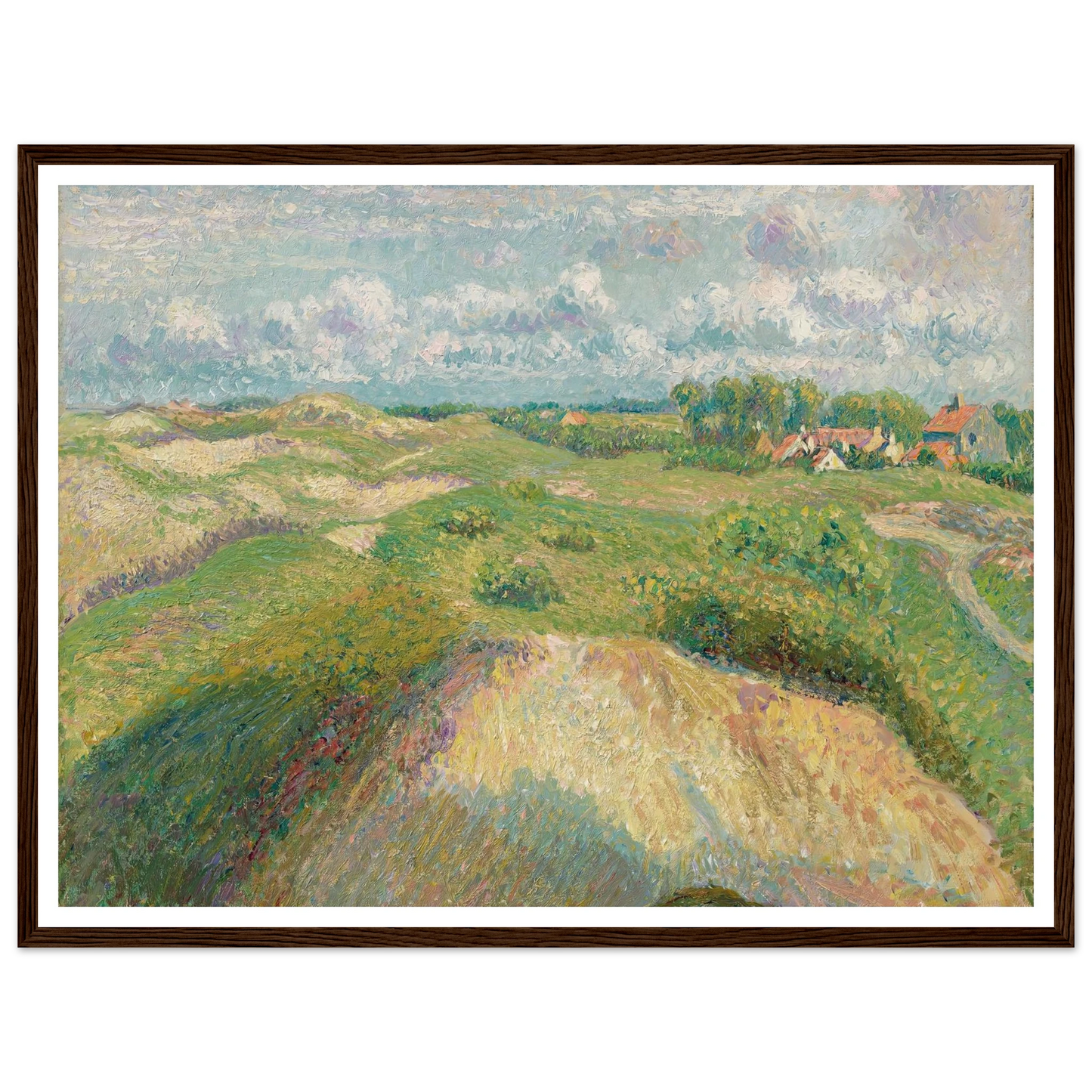 Les dunes à Knokke, effet de soleil (1894-1902) Art Print | Camille Pissarro - Framed Poster - 30x40 cm / 12x16″ - Black frame
