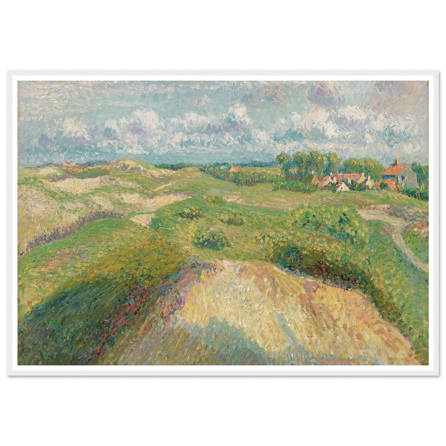 Les dunes à Knokke, effet de soleil (1894-1902) Art Print | Camille Pissarro - Framed Poster - 30x40 cm / 12x16″ - Black frame
