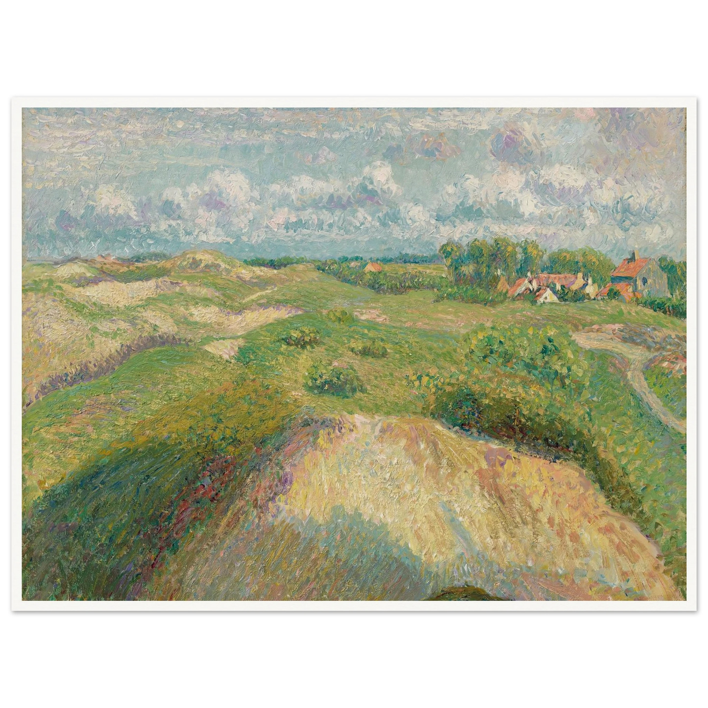 Les dunes à Knokke, effet de soleil (1894-1902) Art Print | Camille Pissarro - Framed Poster - 30x40 cm / 12x16″ - Black frame