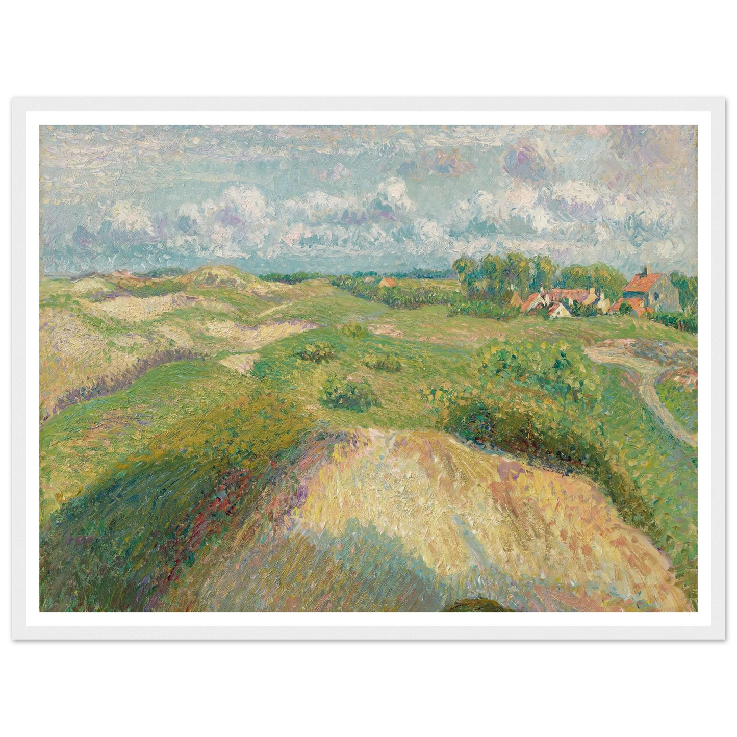 Les dunes à Knokke, effet de soleil (1894-1902) Art Print | Camille Pissarro - Framed Poster - 30x40 cm / 12x16″ - Black frame