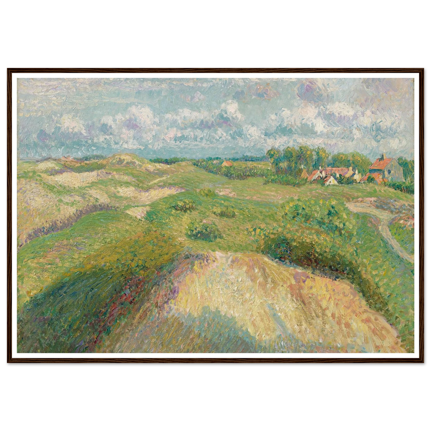 Les dunes à Knokke, effet de soleil (1894-1902) Art Print | Camille Pissarro - Framed Poster - 30x40 cm / 12x16″ - Black frame