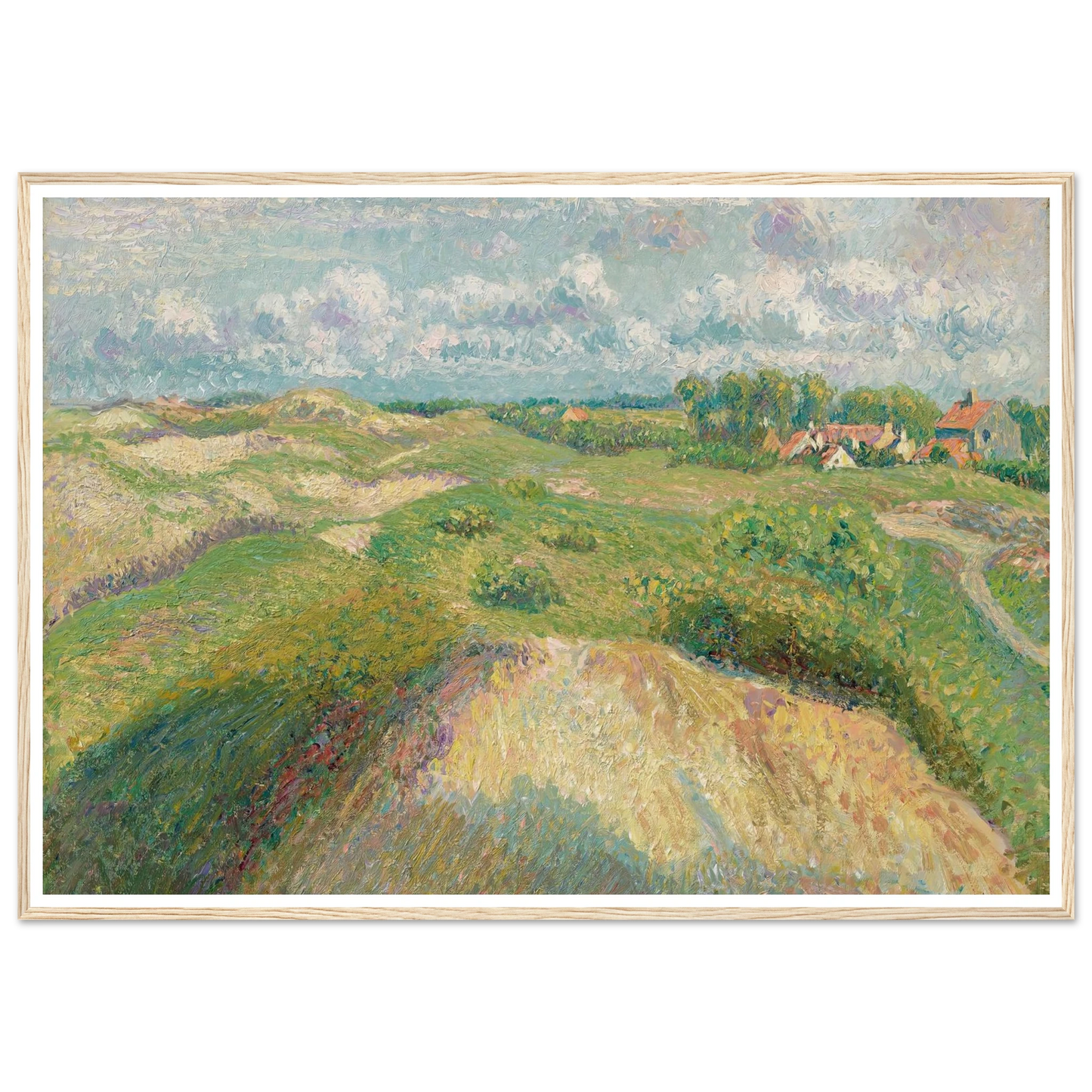 Les dunes à Knokke, effet de soleil (1894-1902) Art Print | Camille Pissarro - Framed Poster - 30x40 cm / 12x16″ - Black frame
