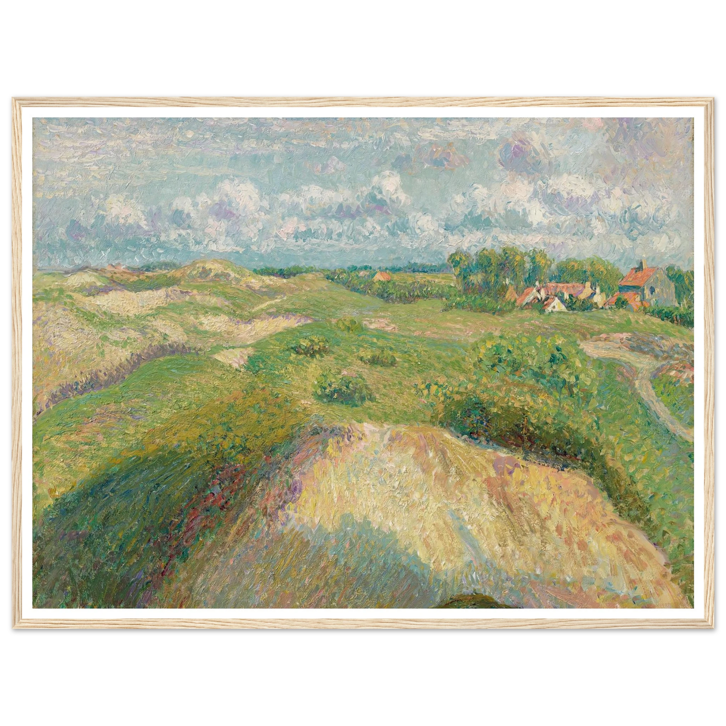 Les dunes à Knokke, effet de soleil (1894-1902) Art Print | Camille Pissarro - Framed Poster - 30x40 cm / 12x16″ - Black frame