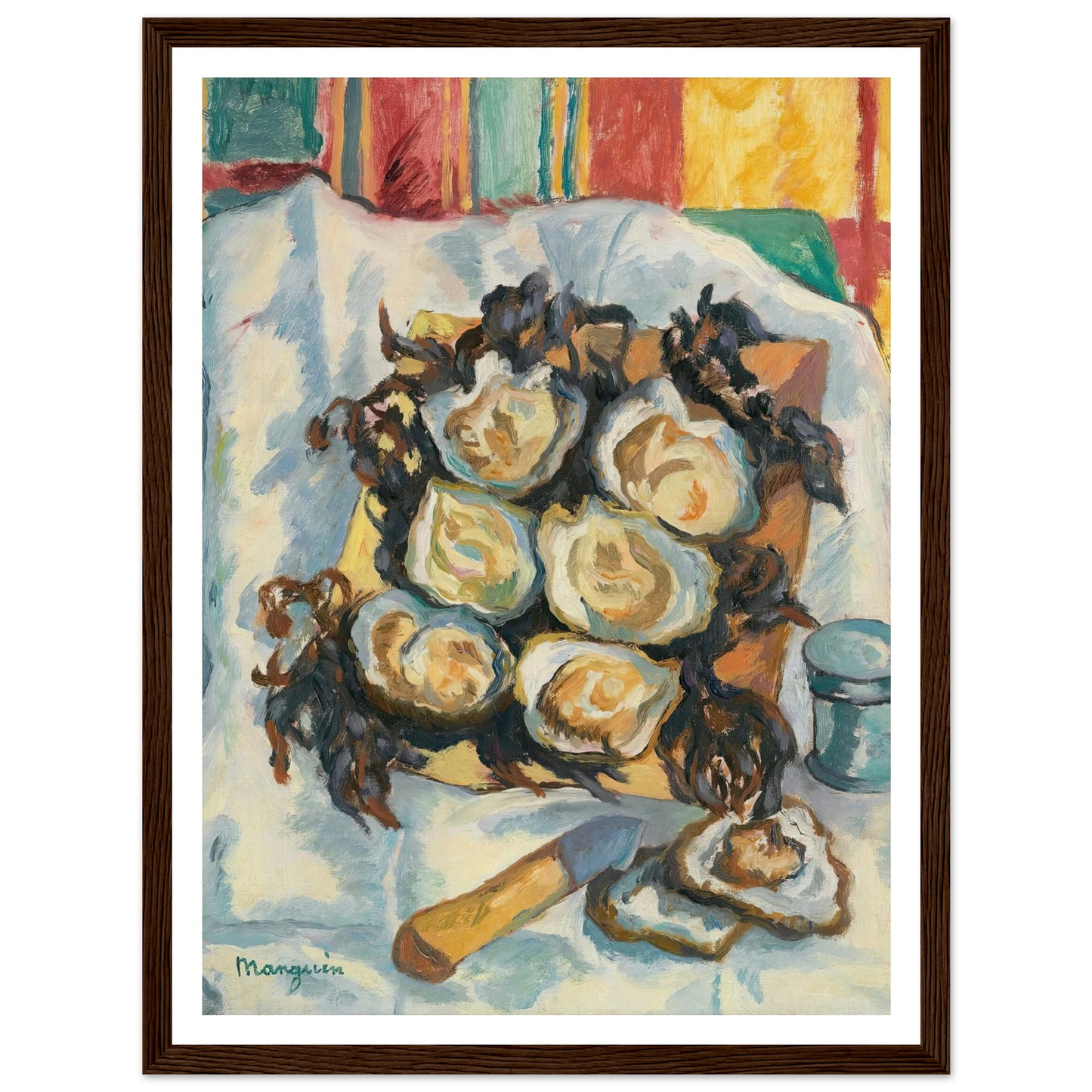 Les Huîtres De Belon Art Print | Henri Manguin - Framed Poster - 30x40 cm / 12x16″ - Black frame