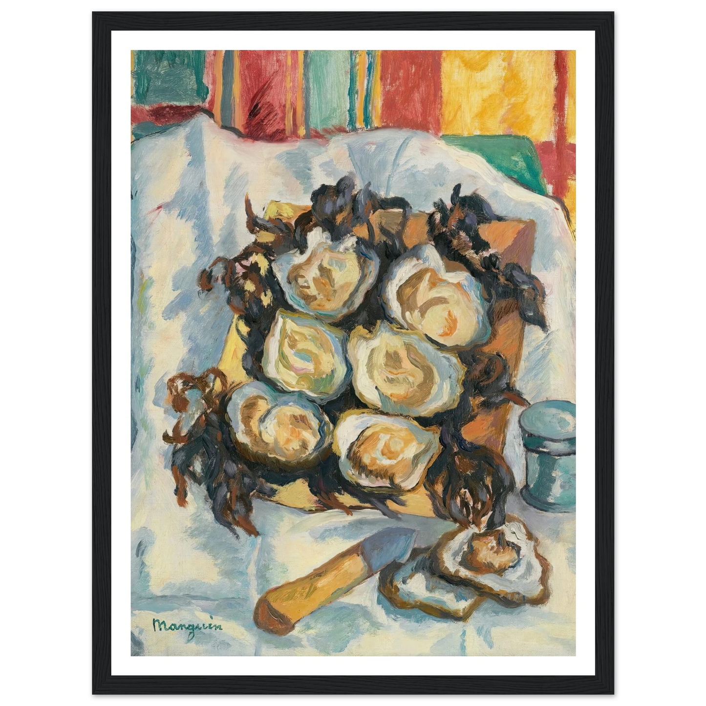Les Huîtres De Belon Art Print | Henri Manguin - Framed Poster - 30x40 cm / 12x16″ - Black frame