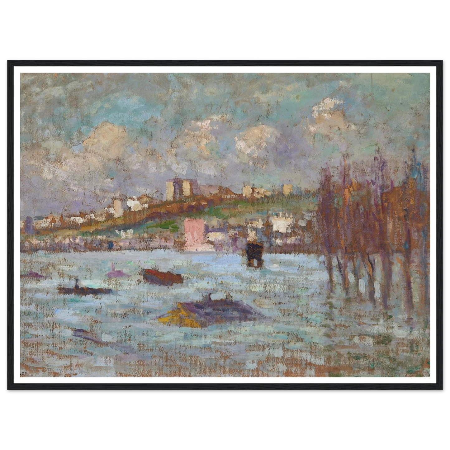 Les inondations (1910) Art Print | Maximilien Luce - Framed Poster - 30x40 cm / 12x16″ - Black frame