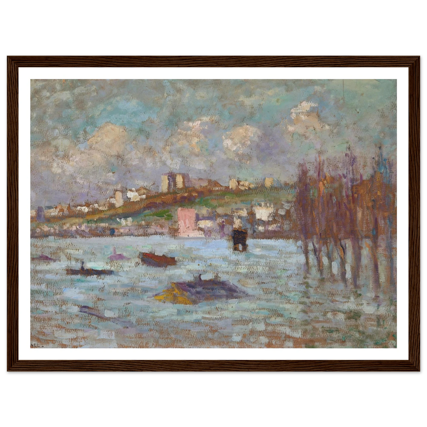 Les inondations (1910) Art Print | Maximilien Luce - Framed Poster - 30x40 cm / 12x16″ - Black frame