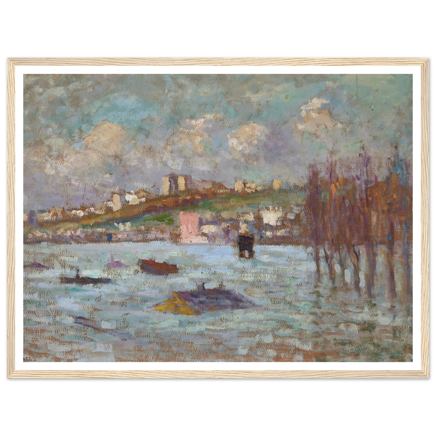 Les inondations (1910) Art Print | Maximilien Luce - Framed Poster - 30x40 cm / 12x16″ - Black frame