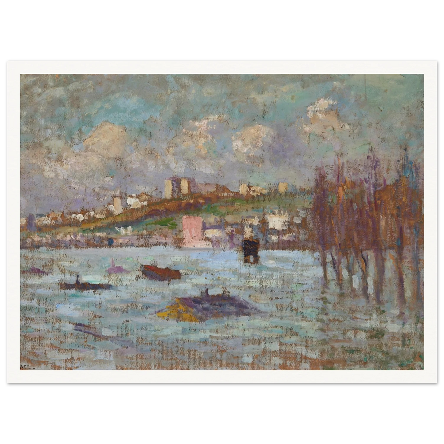 Les inondations (1910) Art Print | Maximilien Luce - Framed Poster - 30x40 cm / 12x16″ - Black frame