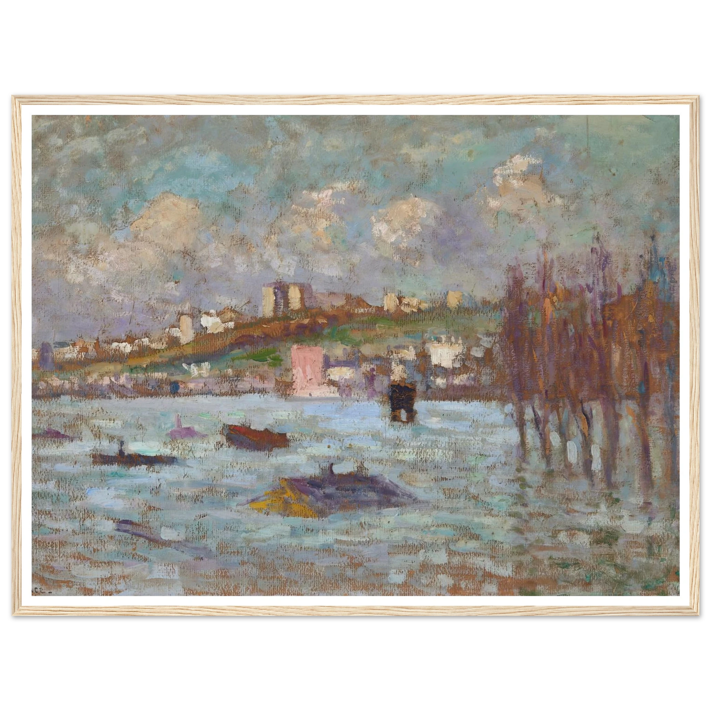 Les inondations (1910) Art Print | Maximilien Luce - Framed Poster - 30x40 cm / 12x16″ - Black frame