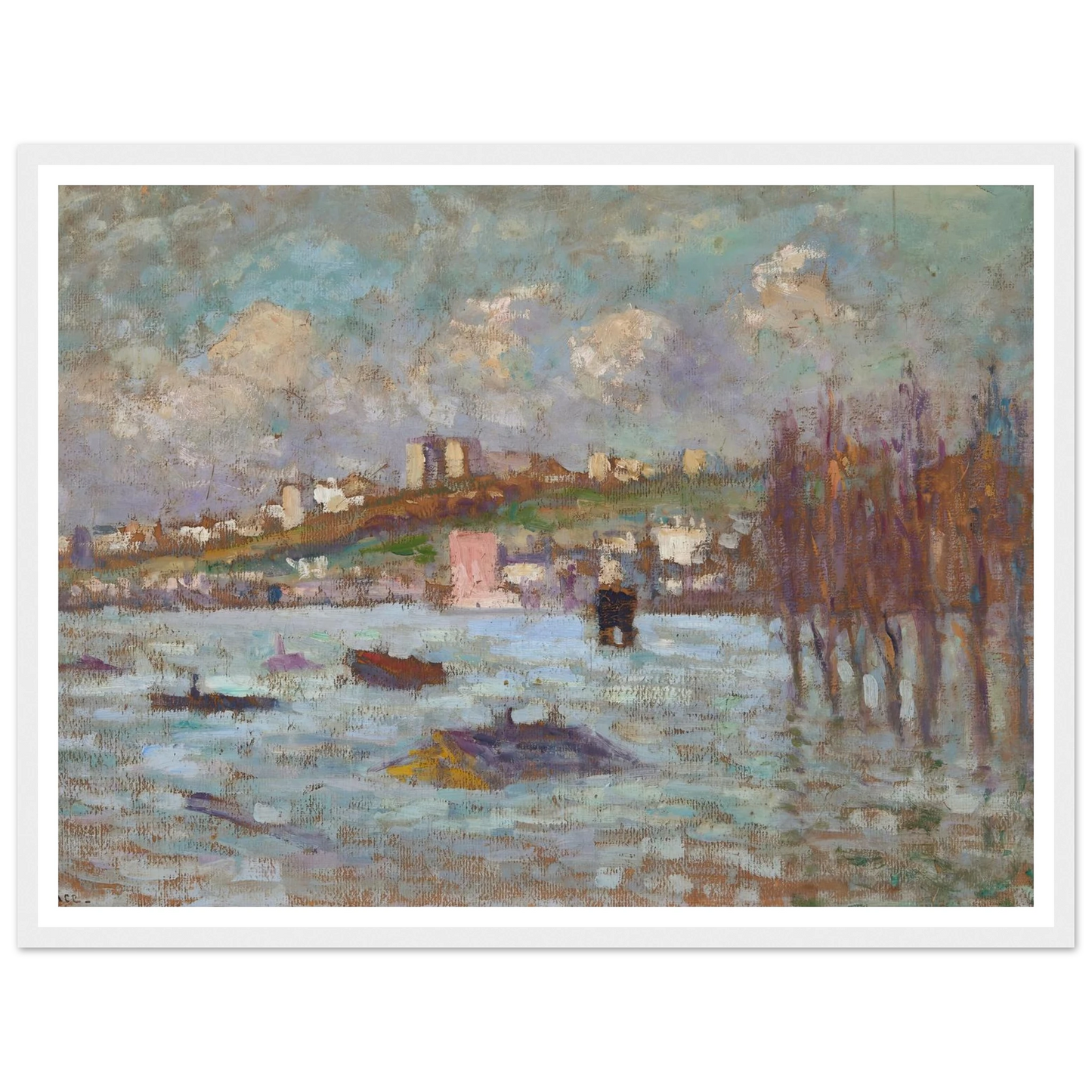 Les inondations (1910) Art Print | Maximilien Luce - Framed Poster - 30x40 cm / 12x16″ - Black frame