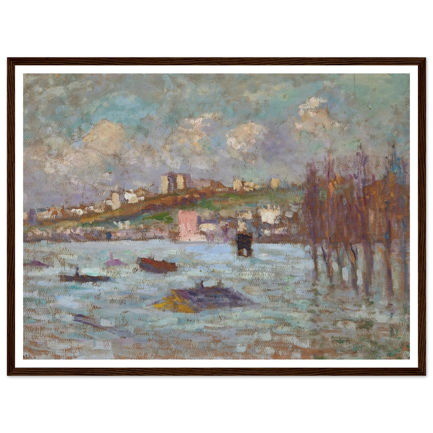 Les inondations (1910) Art Print | Maximilien Luce - Framed Poster - 30x40 cm / 12x16″ - Black frame