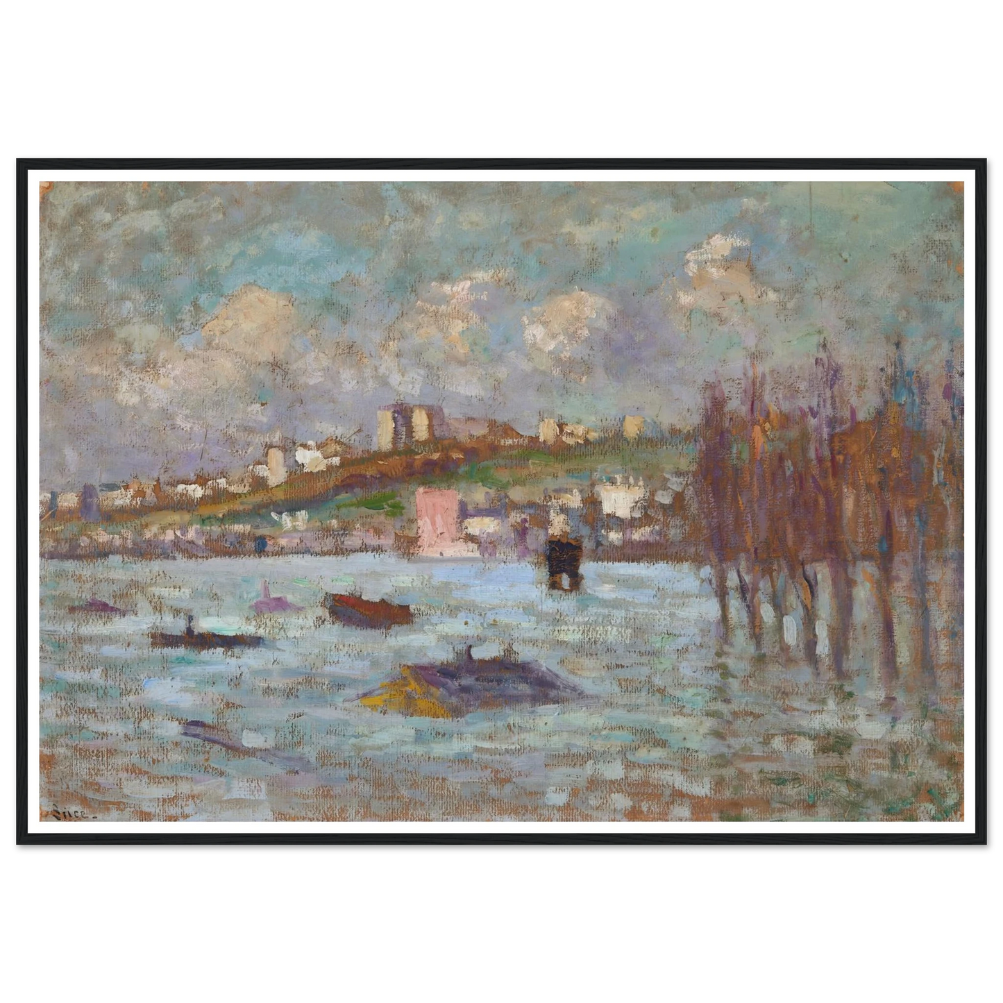 Les inondations (1910) Art Print | Maximilien Luce - Framed Poster - 30x40 cm / 12x16″ - Black frame