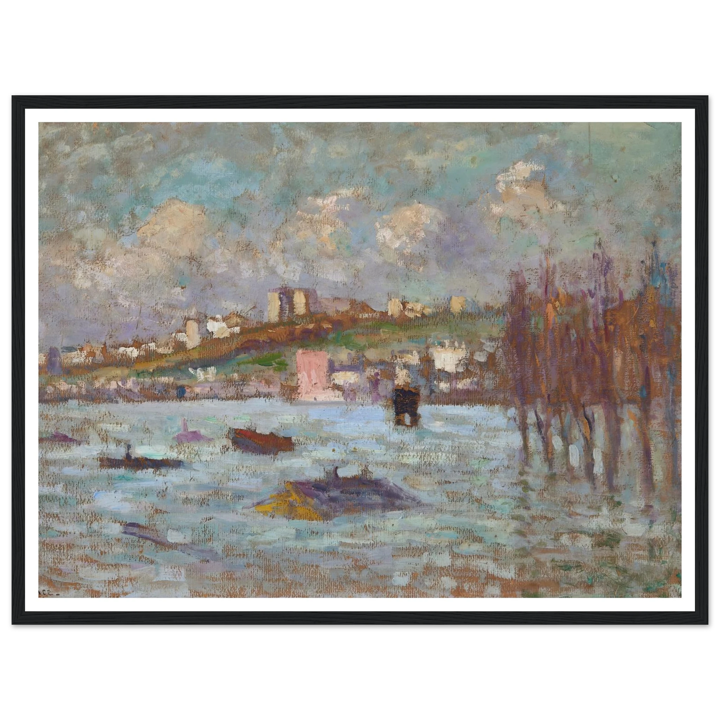 Les inondations (1910) Art Print | Maximilien Luce - Framed Poster - 30x40 cm / 12x16″ - Black frame