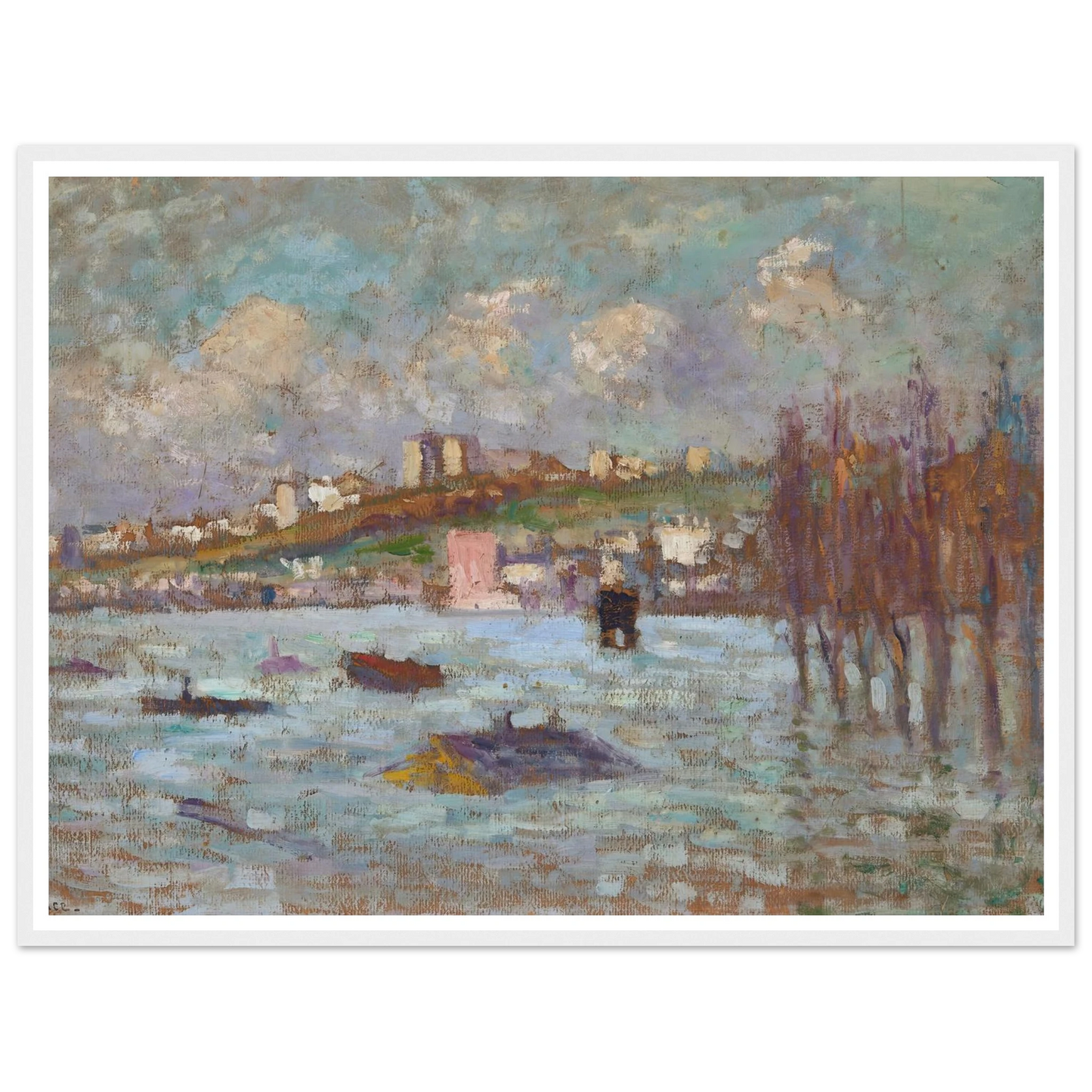 Les inondations (1910) Art Print | Maximilien Luce - Framed Poster - 30x40 cm / 12x16″ - Black frame