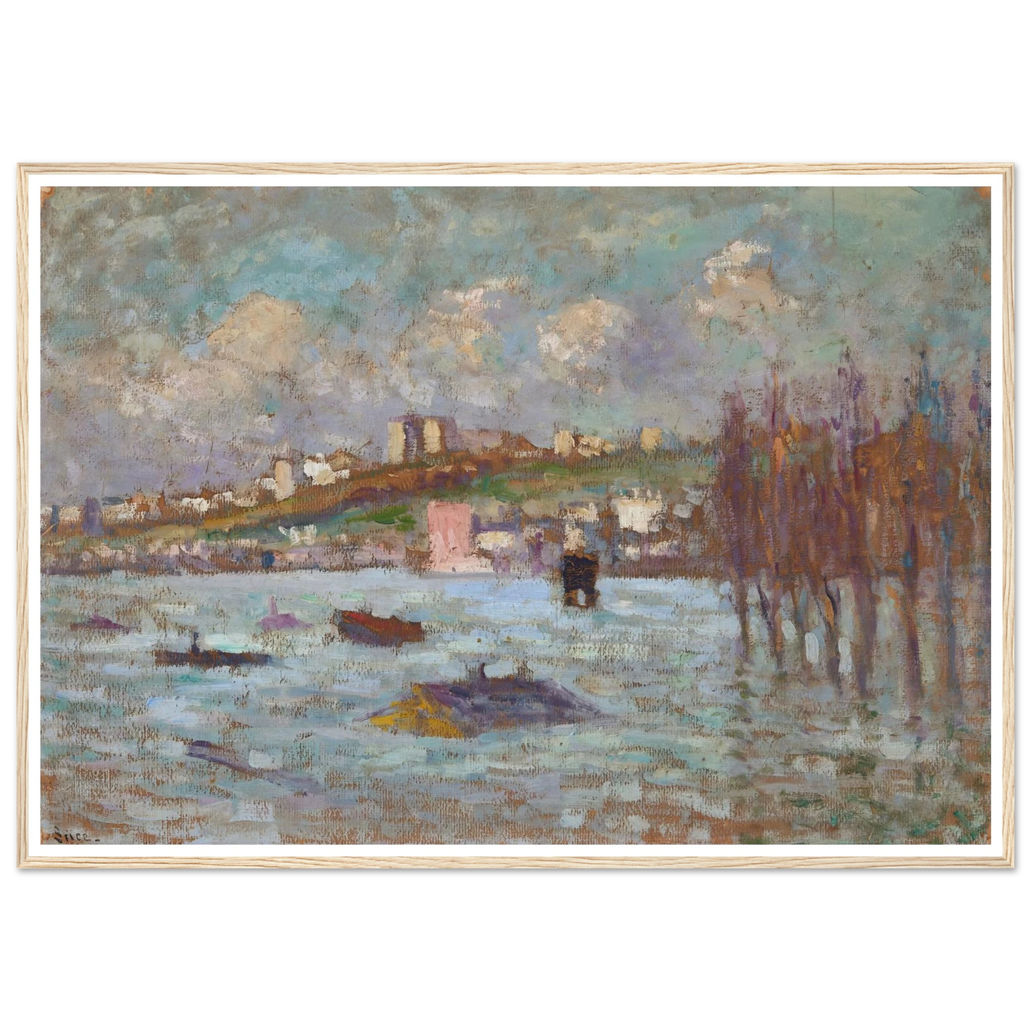 Les inondations (1910) Art Print | Maximilien Luce - Framed Poster - 30x40 cm / 12x16″ - Black frame