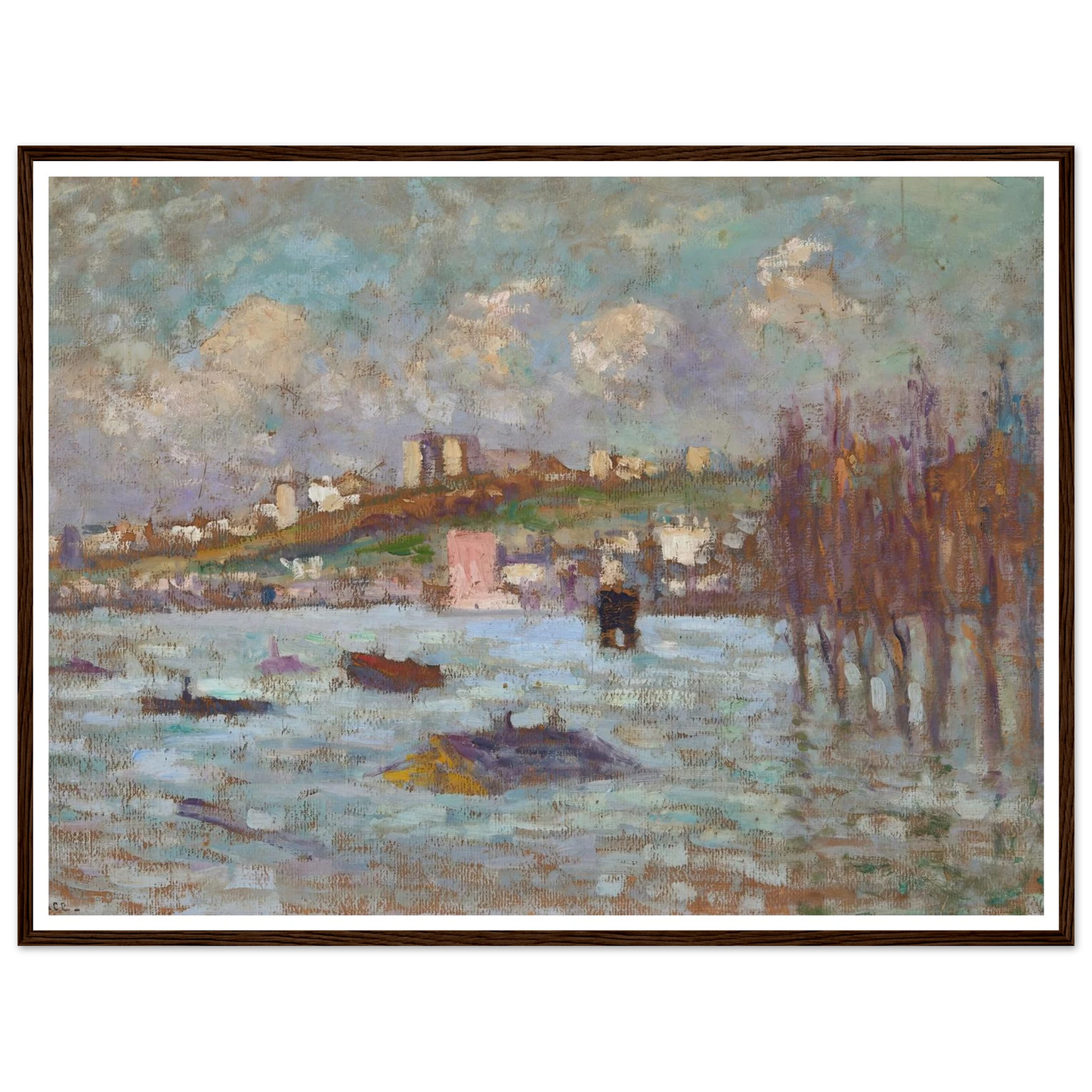 Les inondations (1910) Art Print | Maximilien Luce - Framed Poster - 30x40 cm / 12x16″ - Black frame