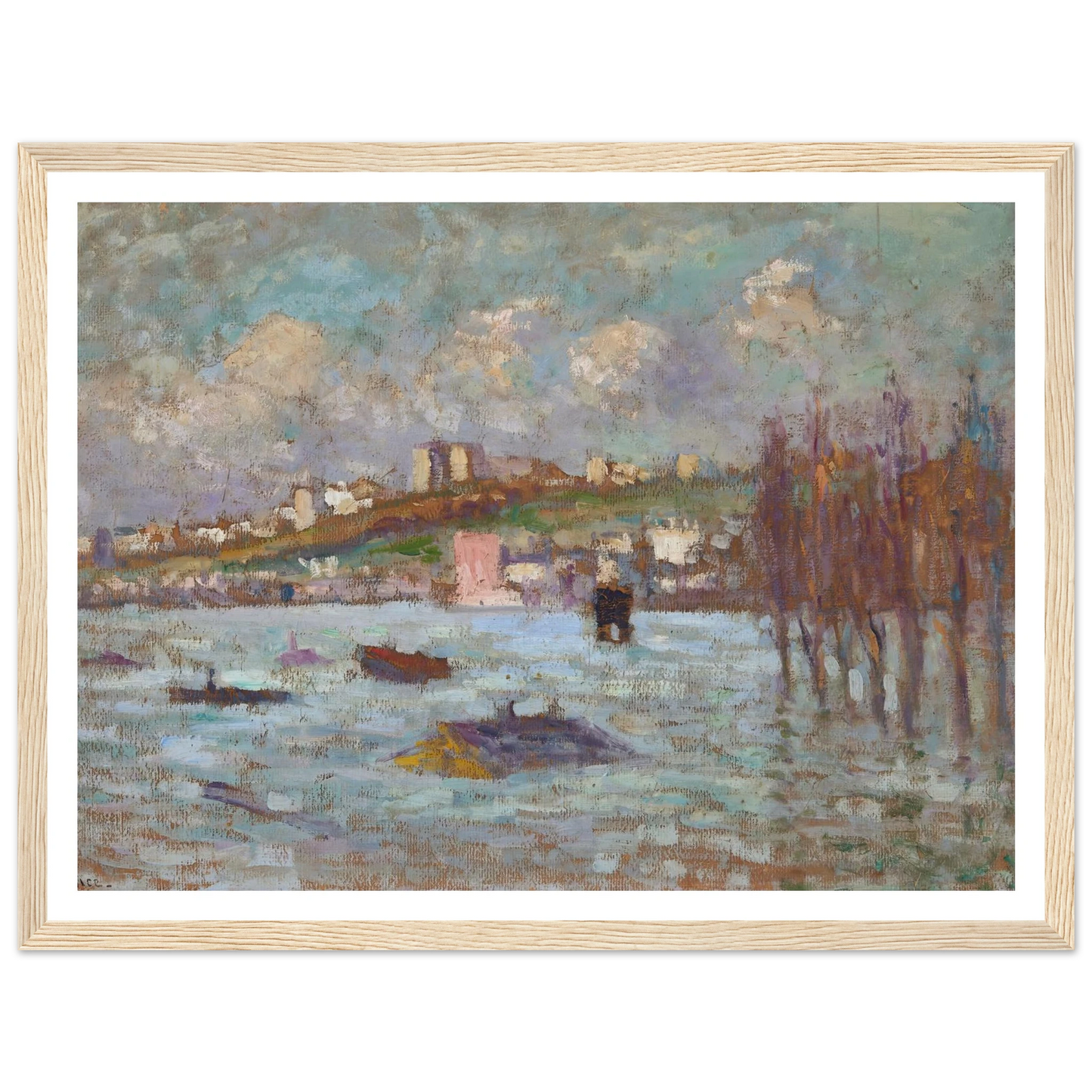 Les inondations (1910) Art Print | Maximilien Luce - Framed Poster - 30x40 cm / 12x16″ - Black frame