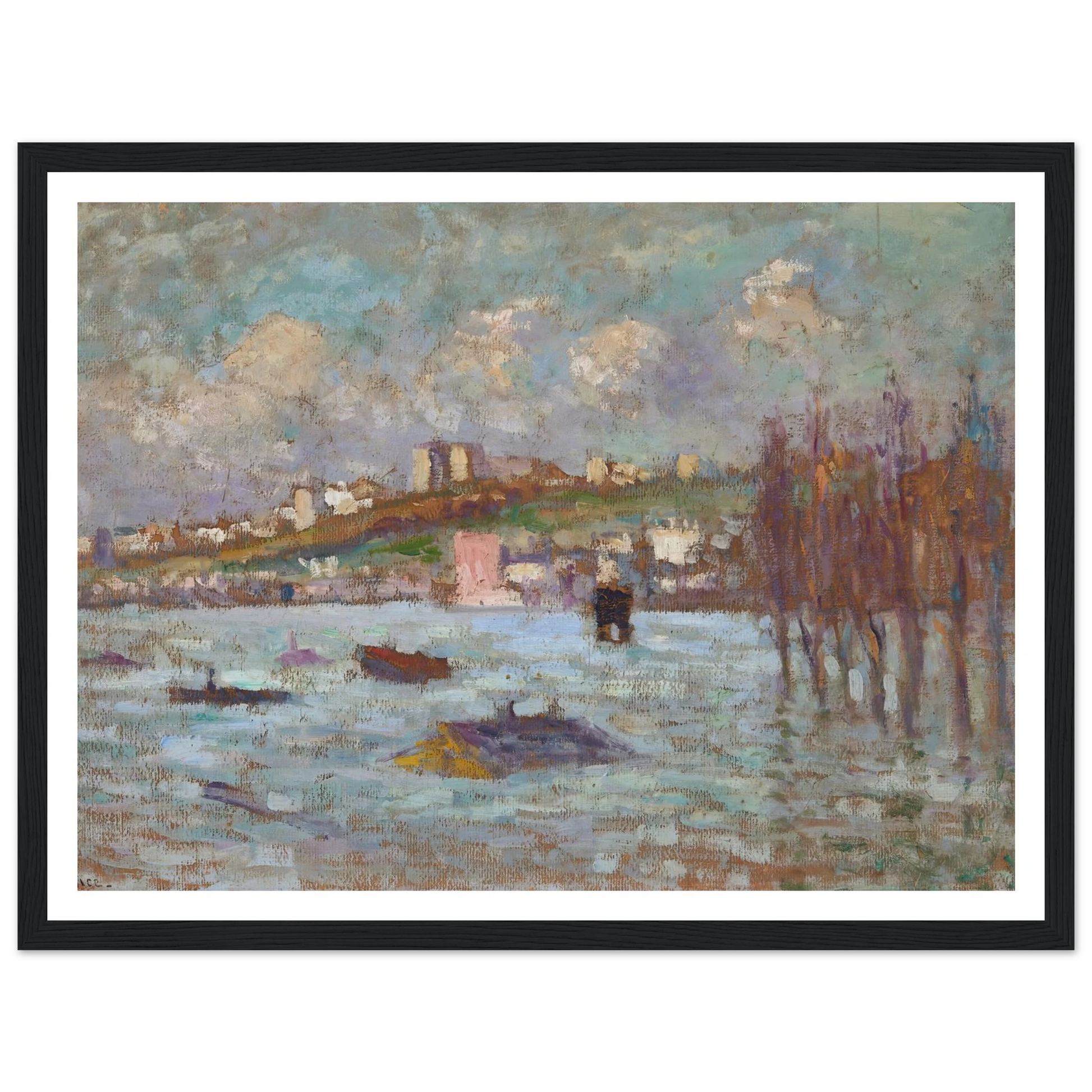 Les inondations (1910) Art Print | Maximilien Luce - Framed Poster - 30x40 cm / 12x16″ - Black frame