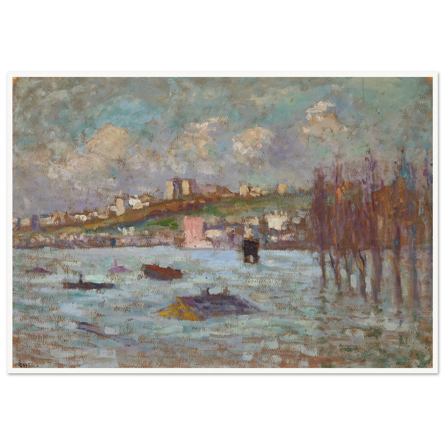 Les inondations (1910) Art Print | Maximilien Luce - Framed Poster - 30x40 cm / 12x16″ - Black frame