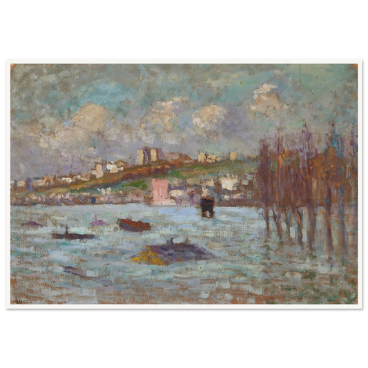 Les inondations (1910) Art Print | Maximilien Luce - Framed Poster - 30x40 cm / 12x16″ - Black frame