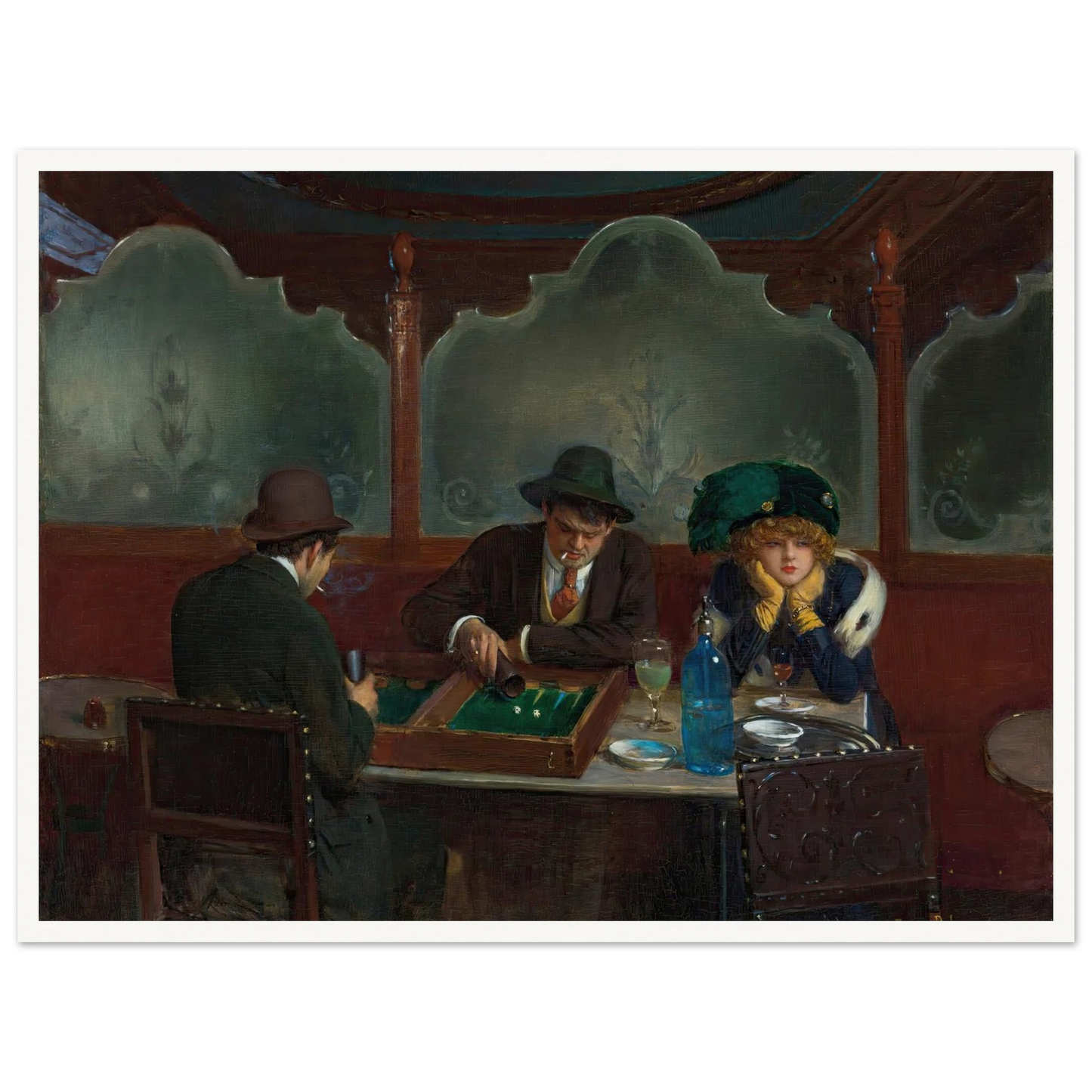 Les joueurs de jacquet backgammon Art Print | Jean Beraud - Framed Poster - 30x40 cm / 12x16″ - Black frame