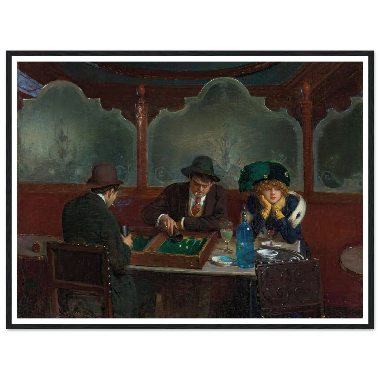 Les joueurs de jacquet backgammon Art Print | Jean Beraud - Framed Poster - 30x40 cm / 12x16″ - Black frame