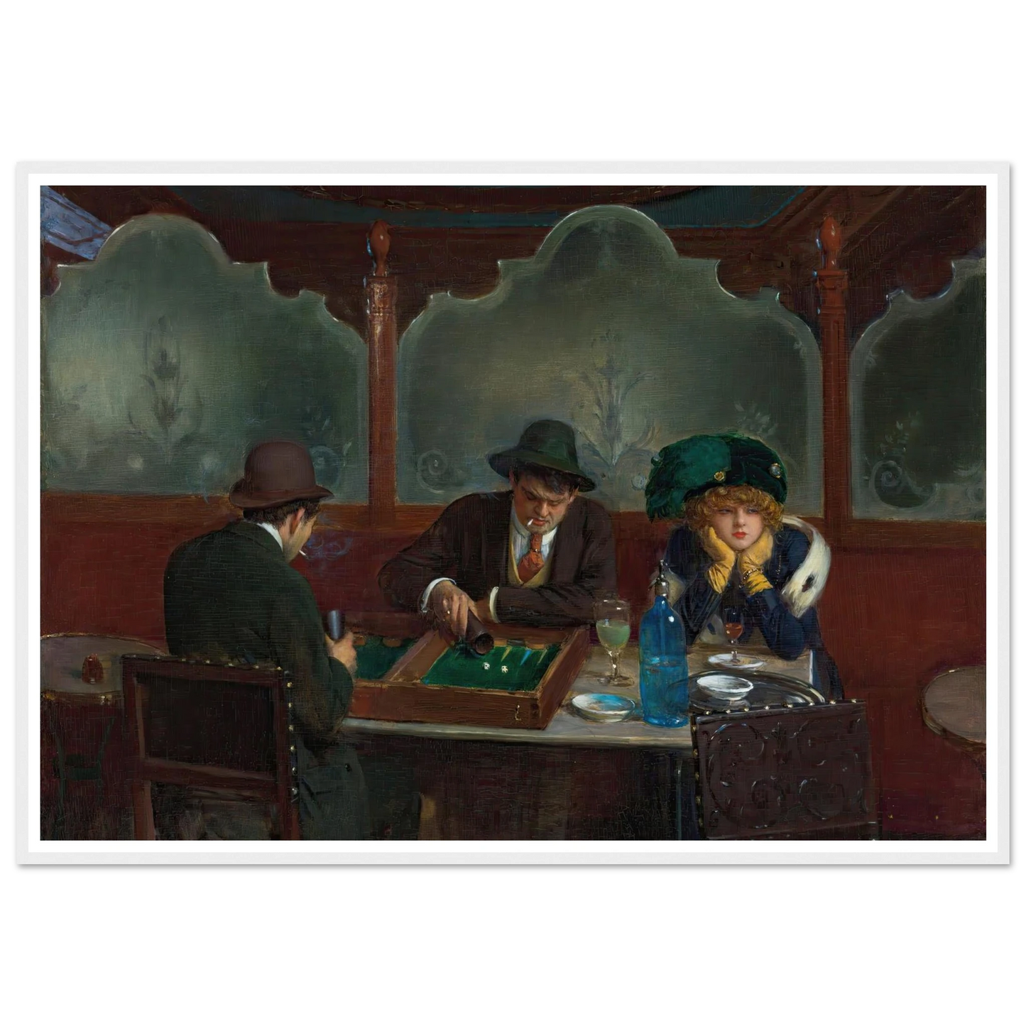 Les joueurs de jacquet backgammon Art Print | Jean Beraud - Framed Poster - 30x40 cm / 12x16″ - Black frame