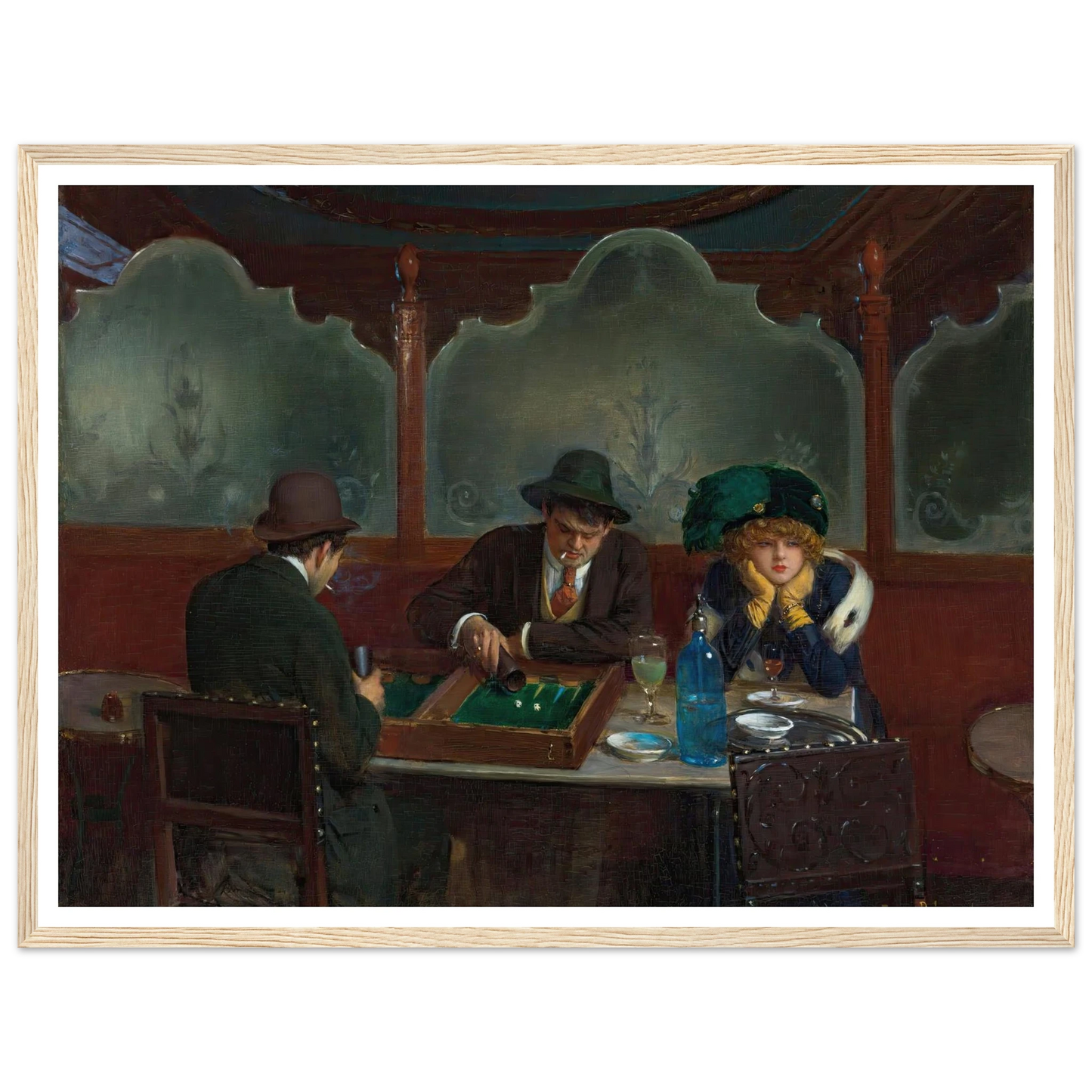 Les joueurs de jacquet backgammon Art Print | Jean Beraud - Framed Poster - 30x40 cm / 12x16″ - Black frame