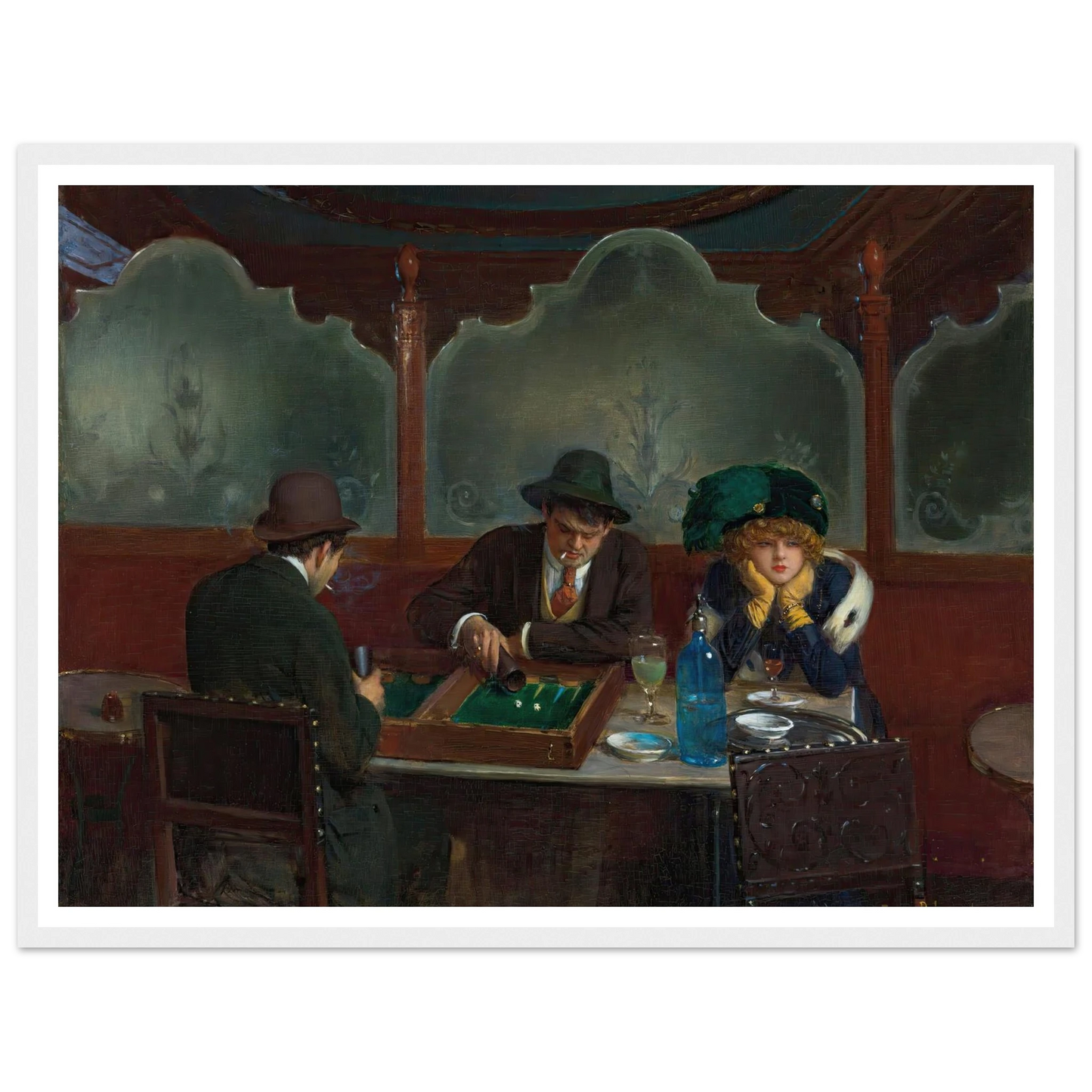 Les joueurs de jacquet backgammon Art Print | Jean Beraud - Framed Poster - 30x40 cm / 12x16″ - Black frame