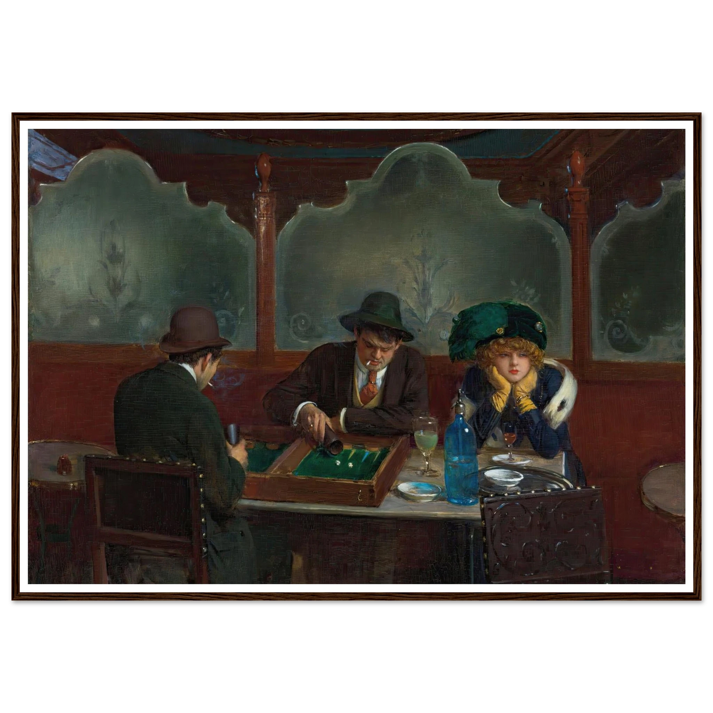 Les joueurs de jacquet backgammon Art Print | Jean Beraud - Framed Poster - 30x40 cm / 12x16″ - Black frame