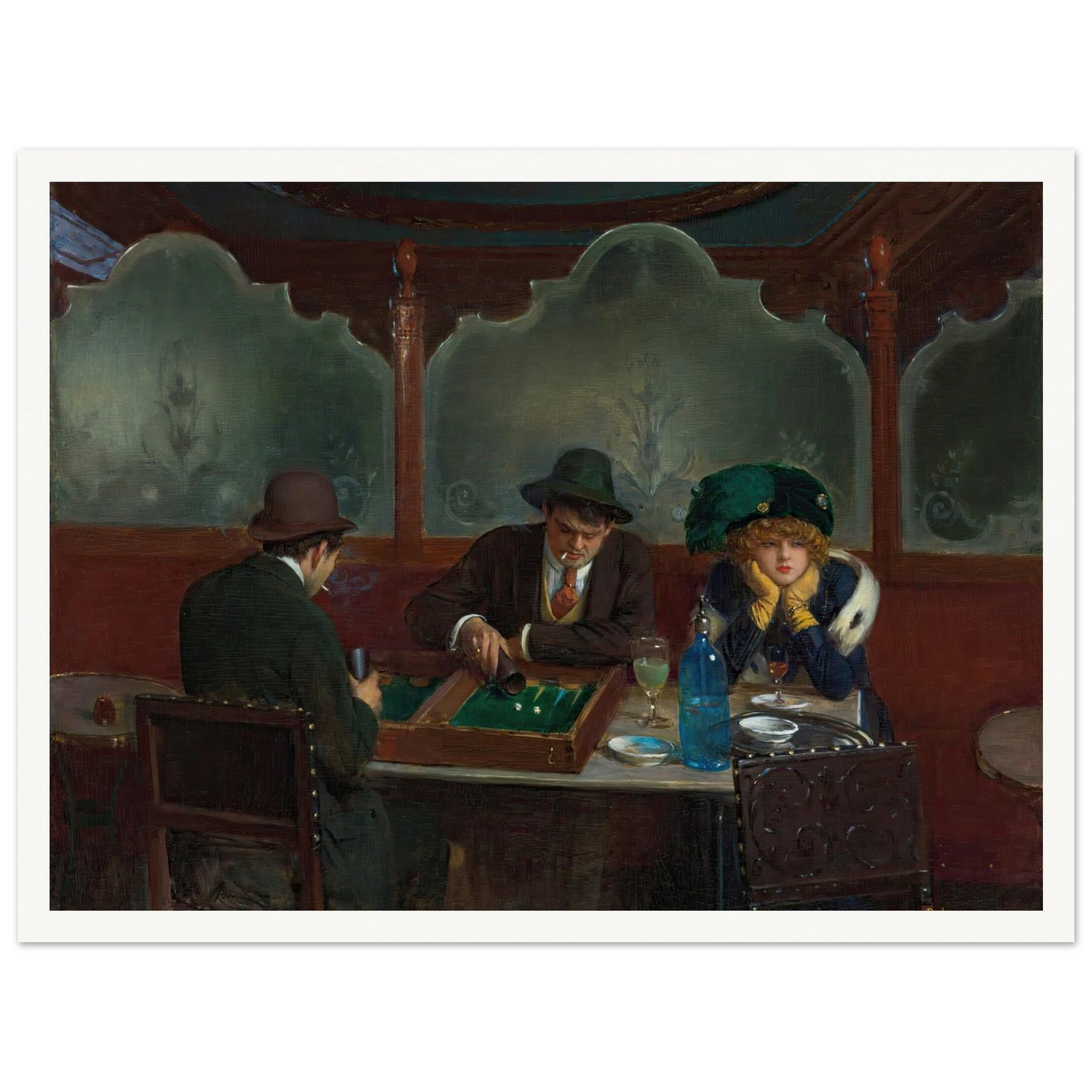 Les joueurs de jacquet backgammon Art Print | Jean Beraud - Framed Poster - 30x40 cm / 12x16″ - Black frame