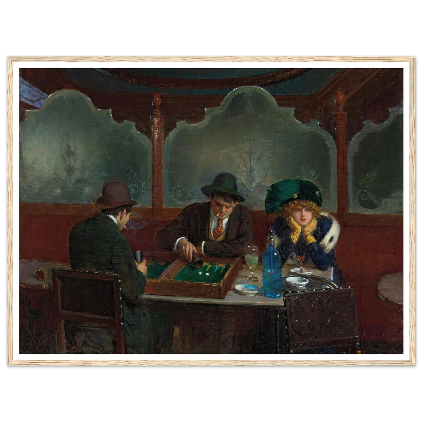Les joueurs de jacquet backgammon Art Print | Jean Beraud - Framed Poster - 30x40 cm / 12x16″ - Black frame
