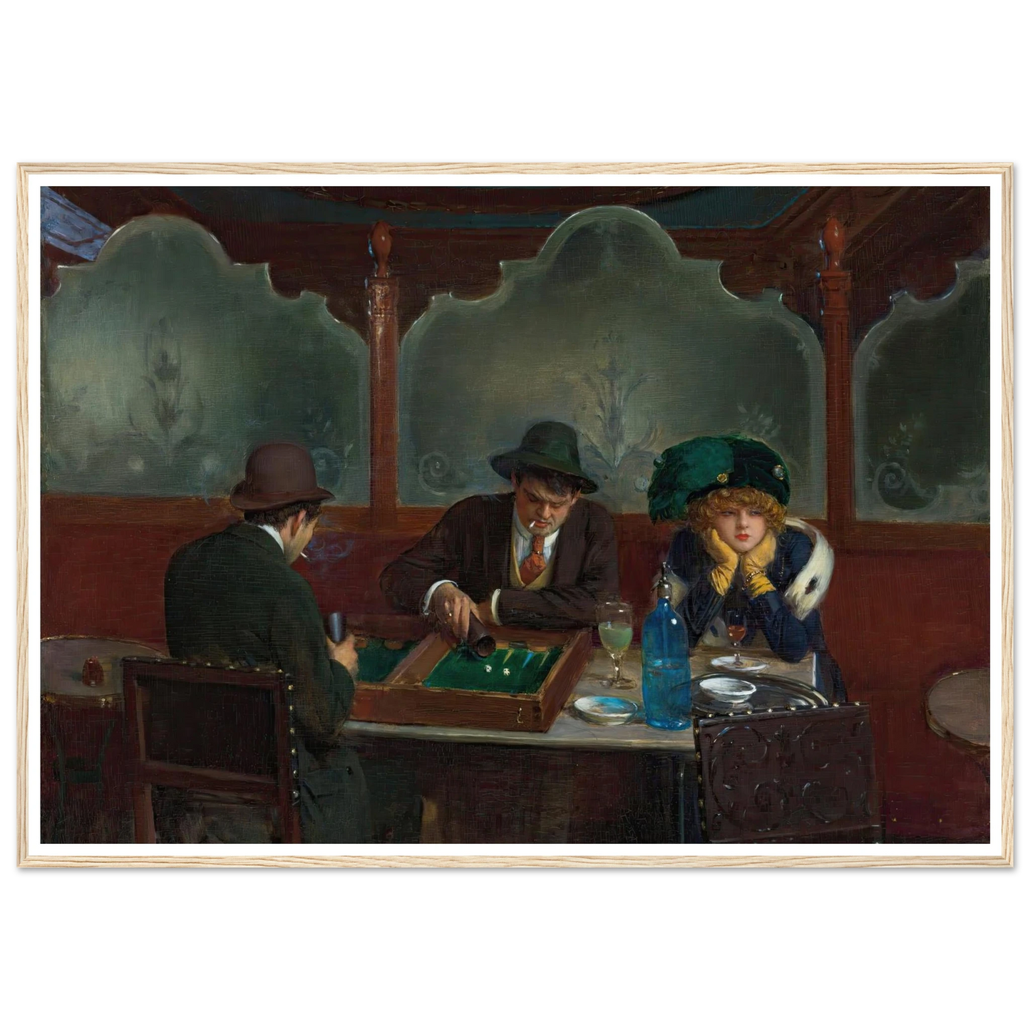 Les joueurs de jacquet backgammon Art Print | Jean Beraud - Framed Poster - 30x40 cm / 12x16″ - Black frame