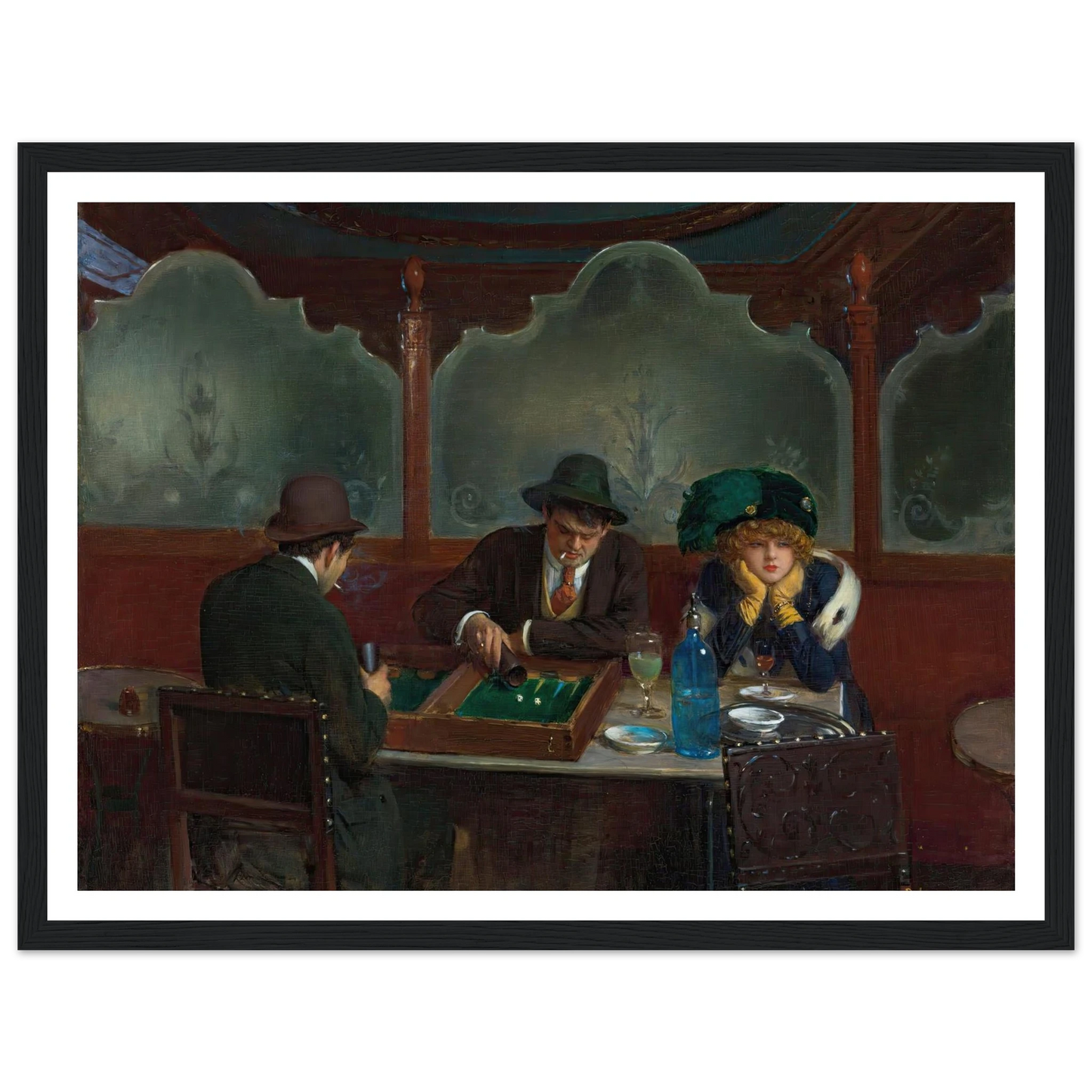 Les joueurs de jacquet backgammon Art Print | Jean Beraud - Framed Poster - 30x40 cm / 12x16″ - Black frame