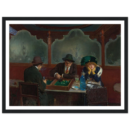 Les joueurs de jacquet backgammon Art Print | Jean Beraud - Framed Poster - 30x40 cm / 12x16″ - Black frame