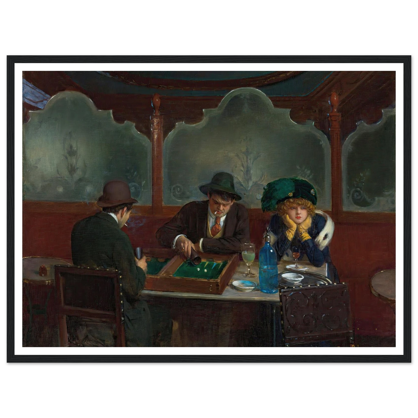 Les joueurs de jacquet backgammon Art Print | Jean Beraud - Framed Poster - 30x40 cm / 12x16″ - Black frame