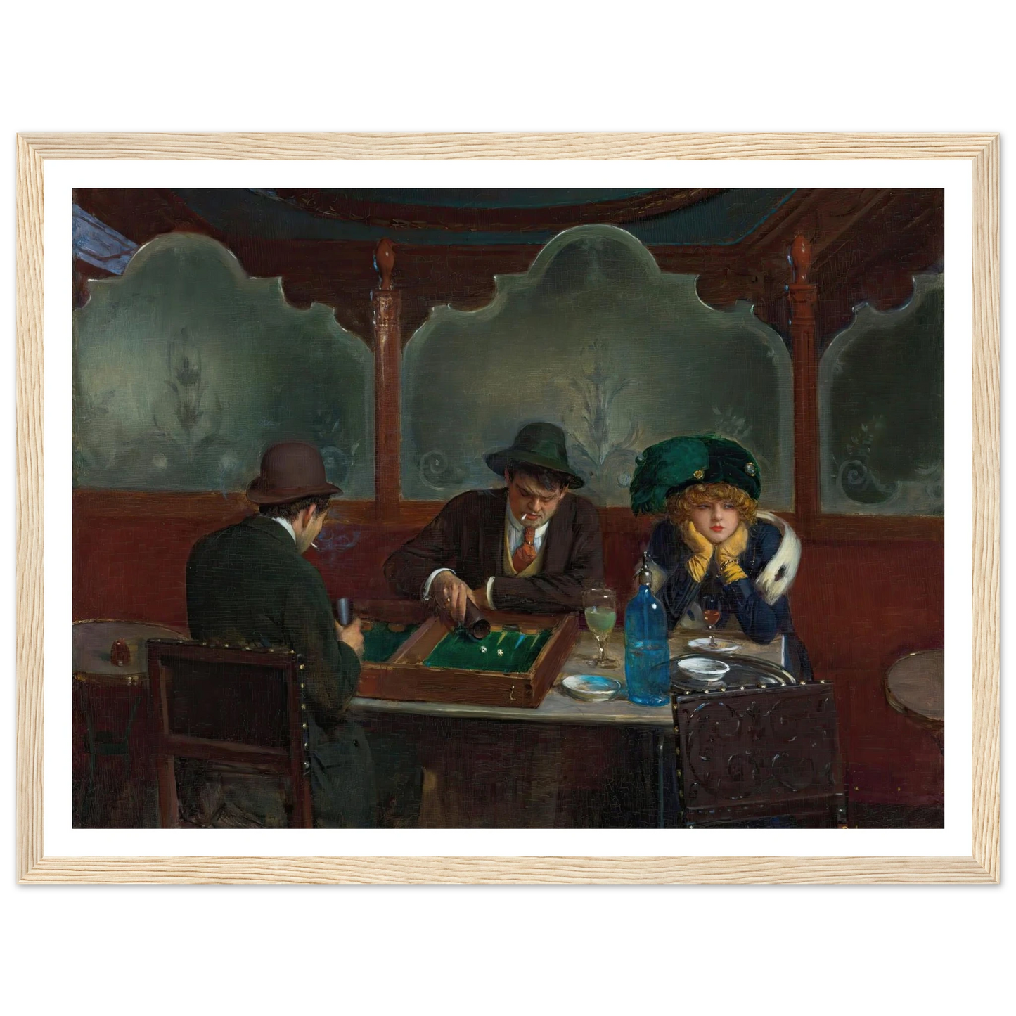 Les joueurs de jacquet backgammon Art Print | Jean Beraud - Framed Poster - 30x40 cm / 12x16″ - Black frame