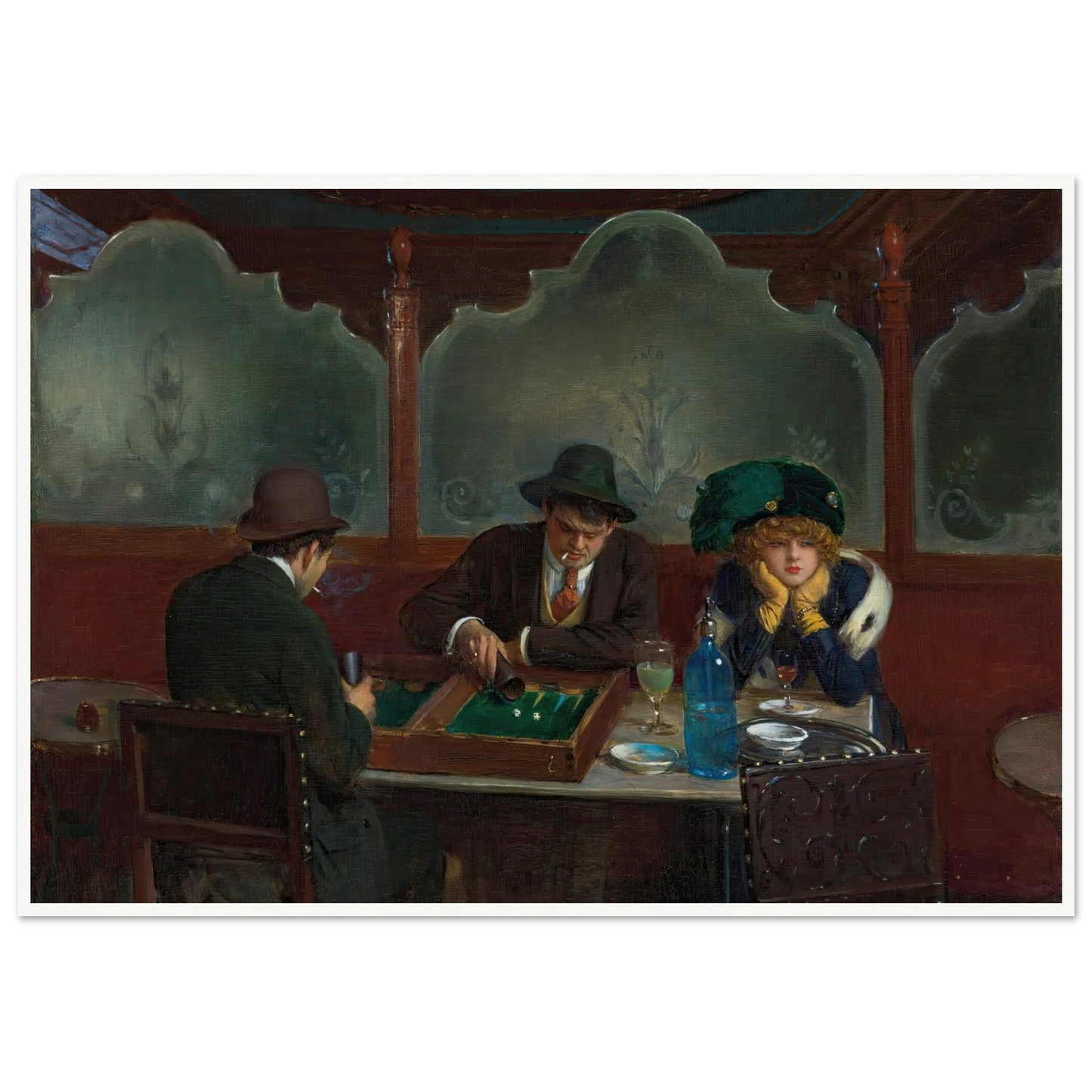 Les joueurs de jacquet backgammon Art Print | Jean Beraud - Framed Poster - 30x40 cm / 12x16″ - Black frame