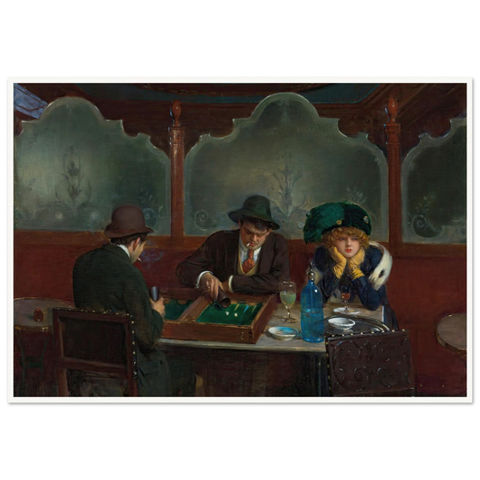 Les joueurs de jacquet backgammon Art Print | Jean Beraud - Framed Poster - 30x40 cm / 12x16″ - Black frame