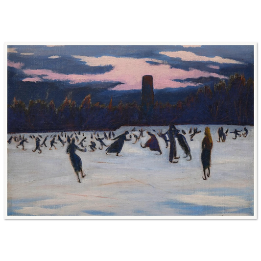 Les Patineurs au parc Marie-Henriette, Ostende (1924) Art Print | Leon Spilliaert - Framed Poster - 30x40 cm / 12x16″ - Black frame